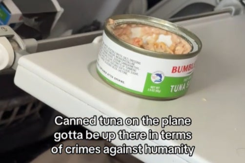 A passenger brought out a fishy snack while on a trip from Anchorage to Seattle