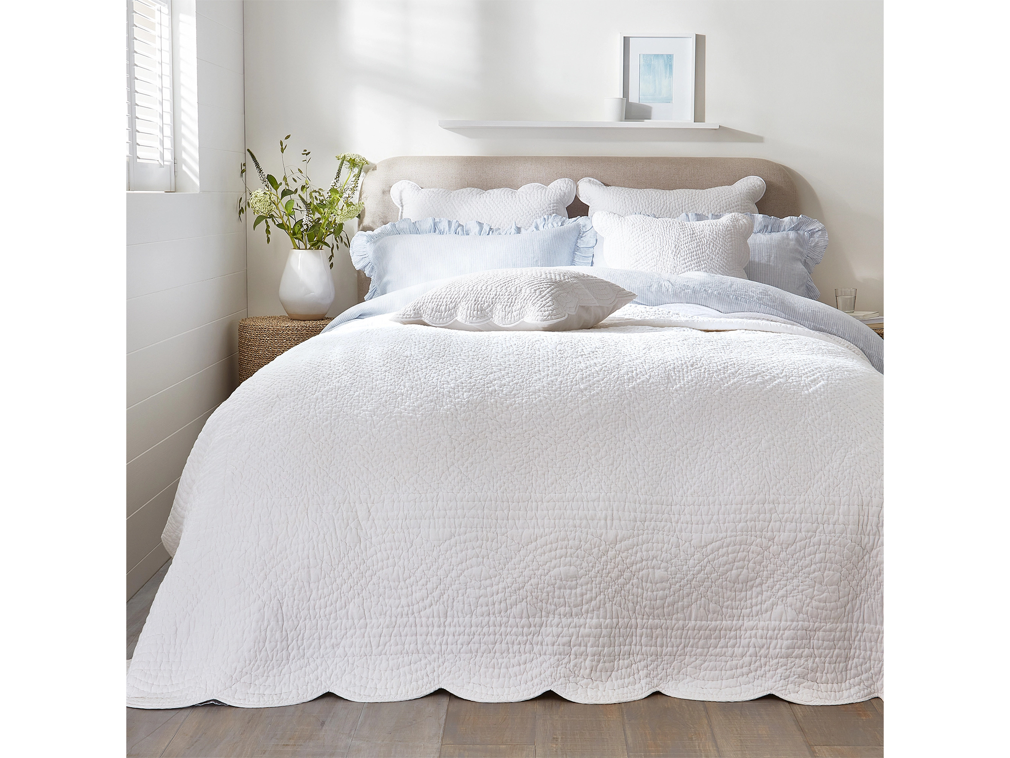 Best bedspreads IndyBest review White Company Millfield print scallop bedspread