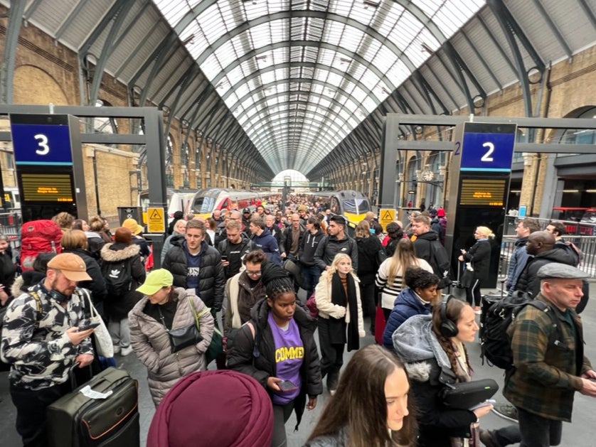 Family first? Passengers at London King’s Cross station