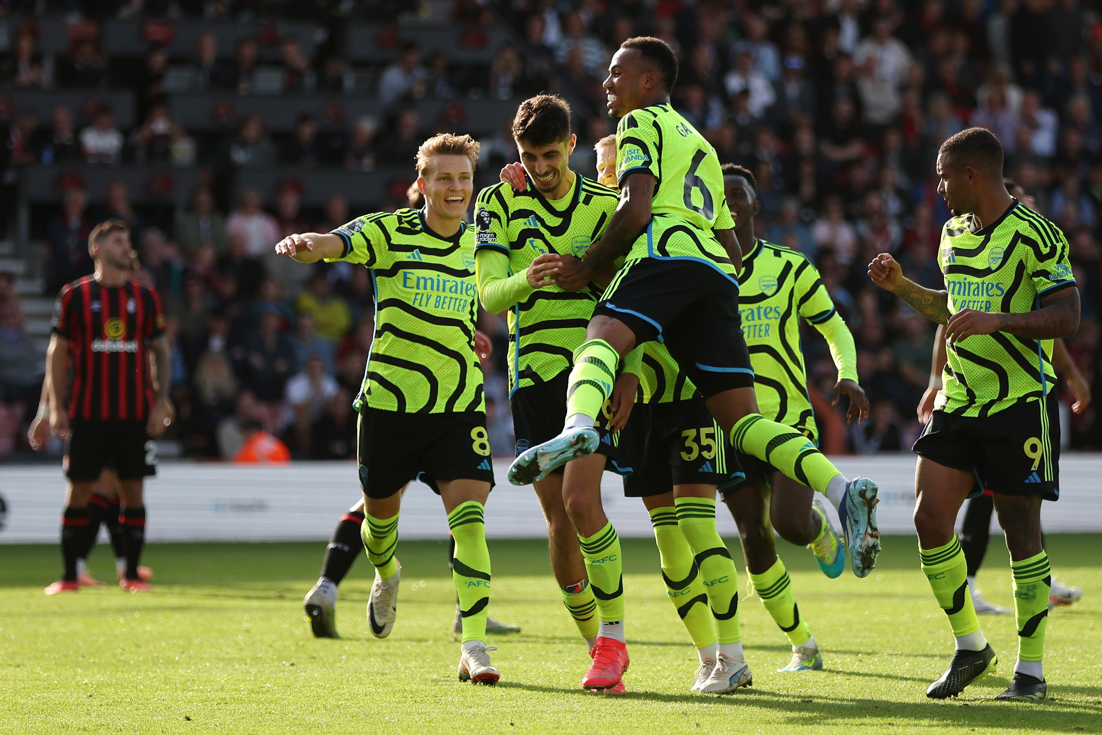 Havertz celebrates his penalty against Bournemouth last season