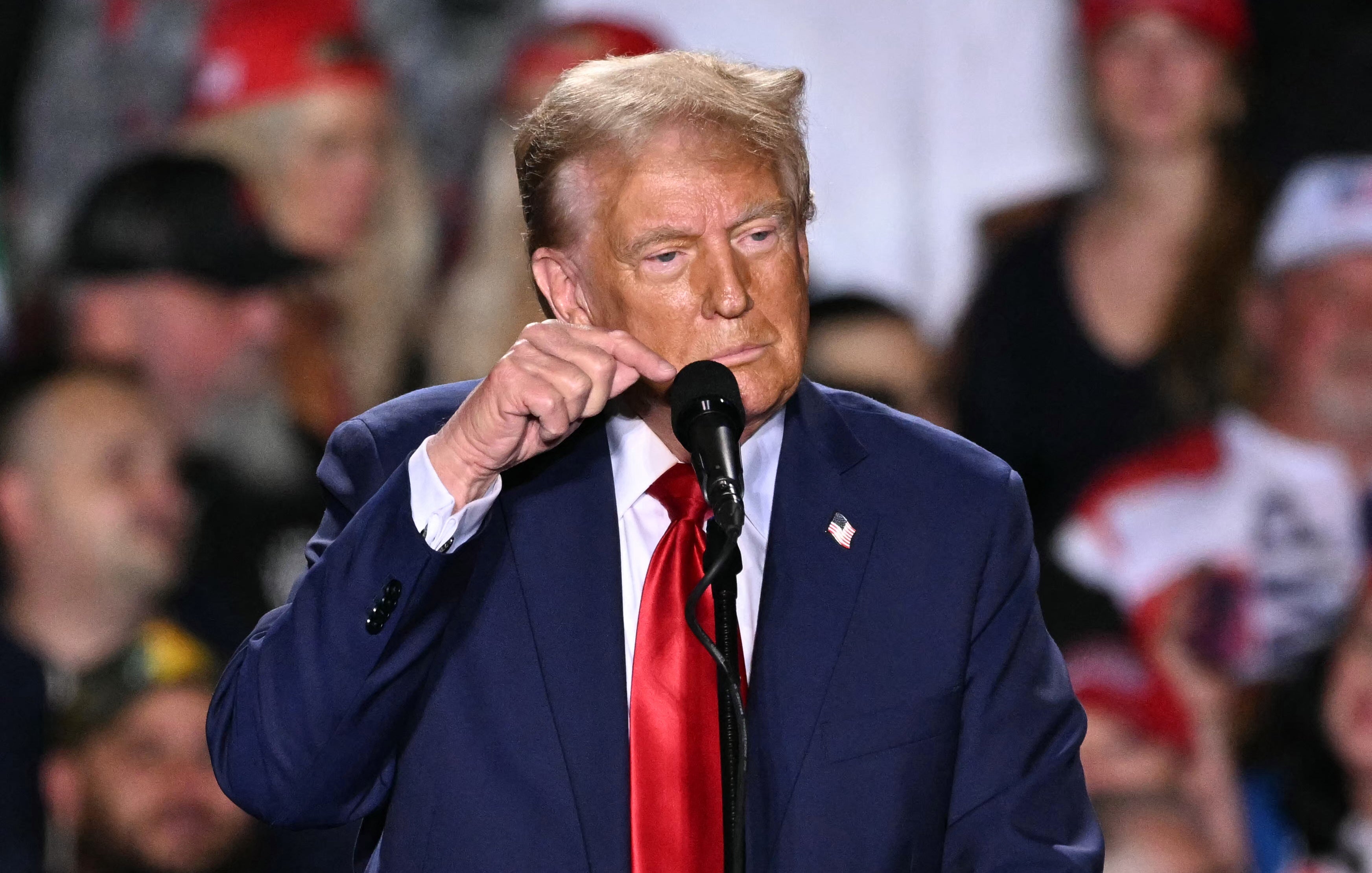 Trump at a campaign rally at Huntington Place in Detroit, Michigan, October 18. Trump, meanwhile, has come under fire for pulling out of his own interview with 60 Minutes