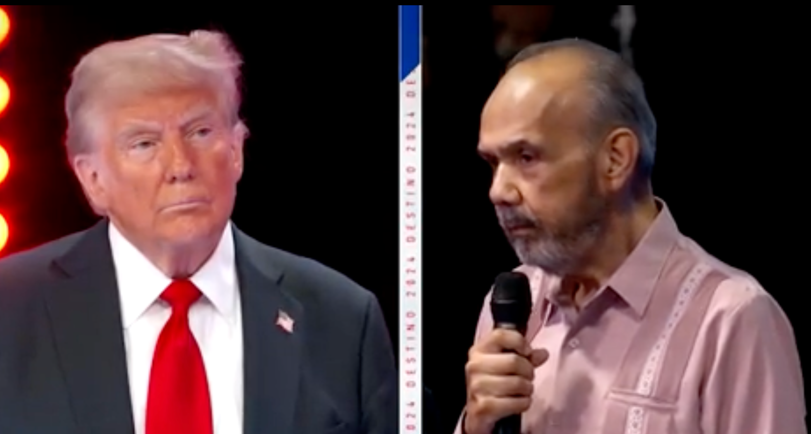 José Saralegui asks Donald Trump during a Univision town hall if he really believes his own lies about immigrants eating pets in Ohio