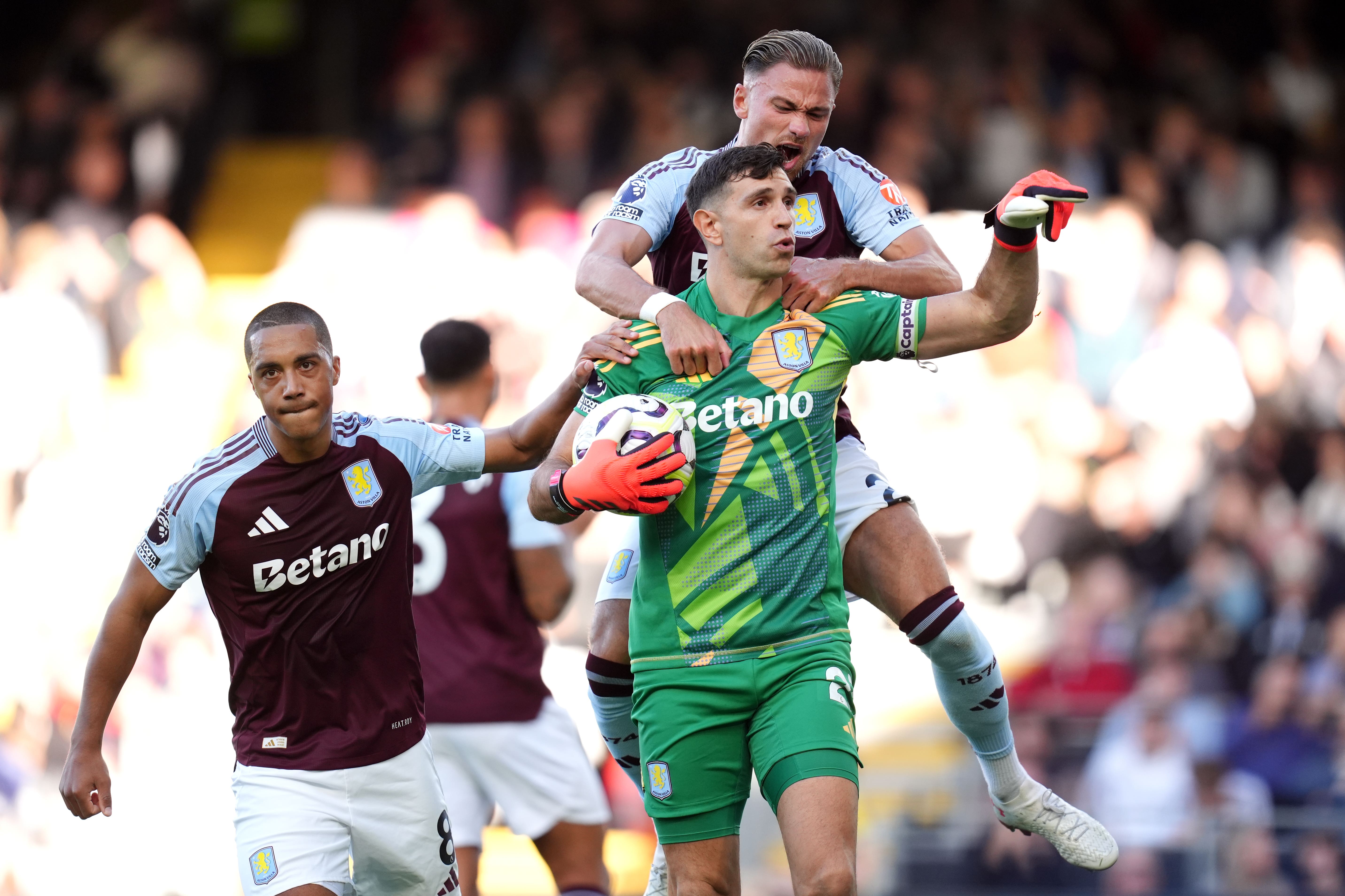 Aston Villa goalkeeper Emiliano Martinez helped them win at Fulham (John Walton/PA)