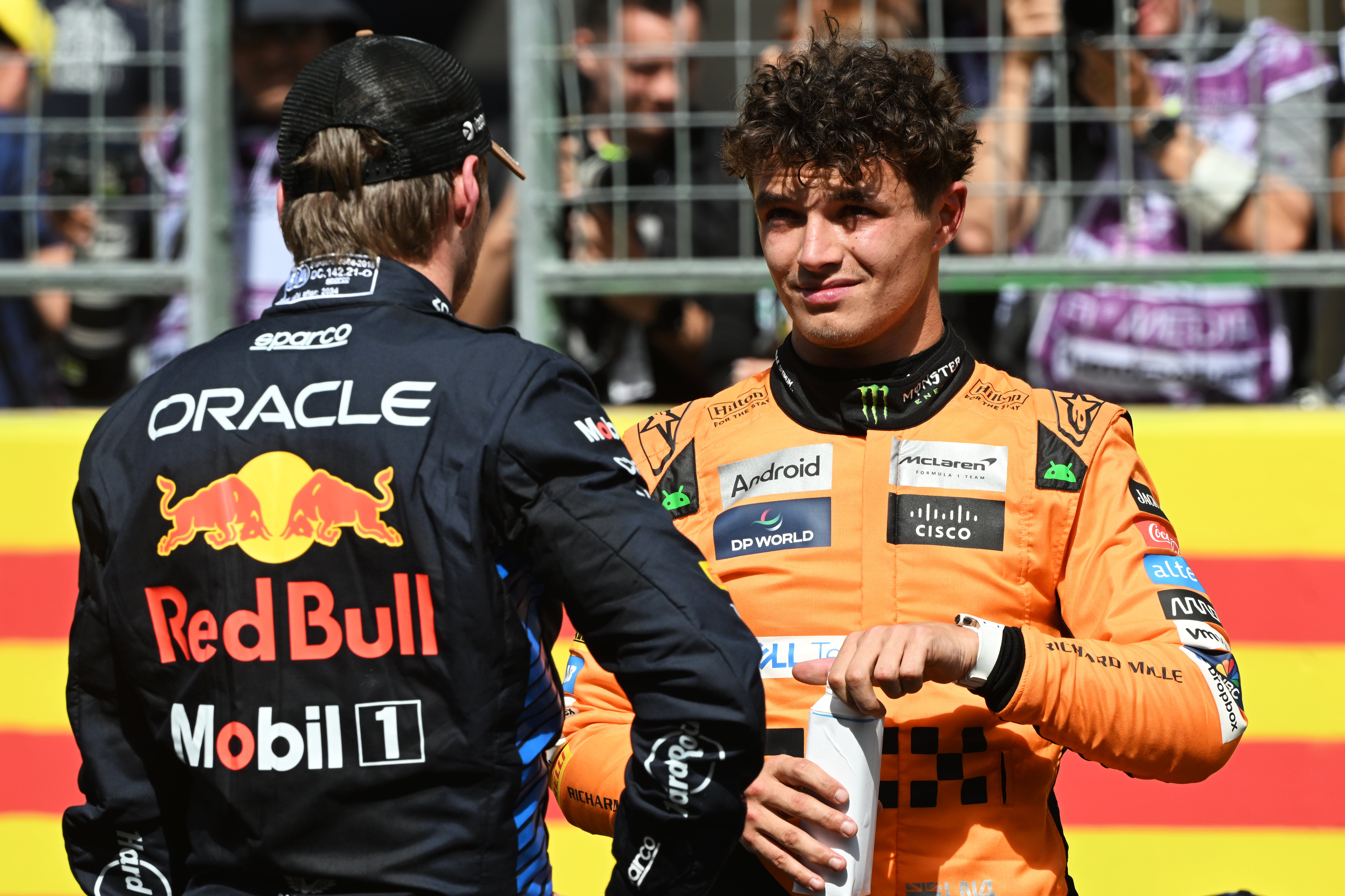 Lando Norris was handed a five-second penalty after his battle with Max Verstappen