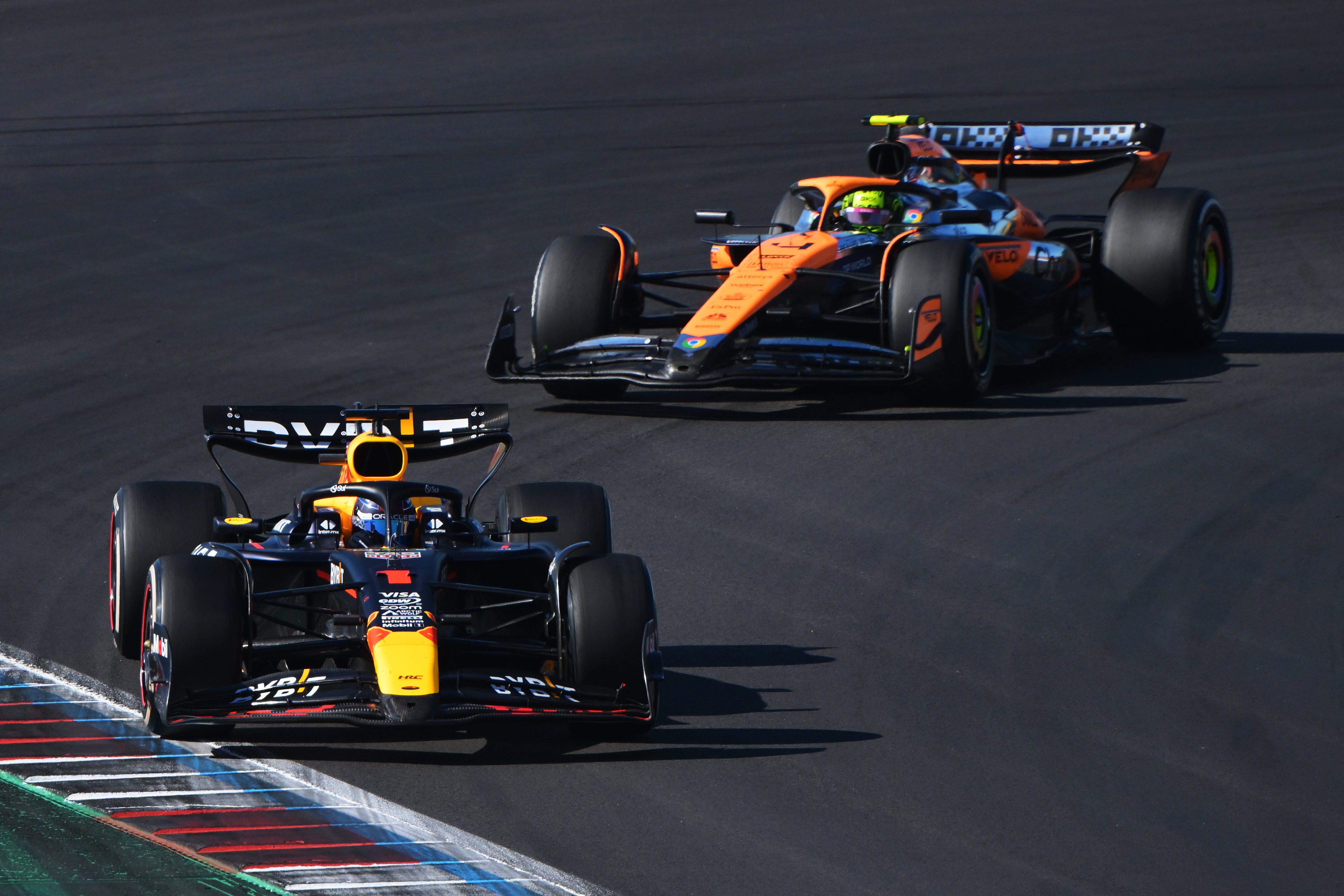 Lando Norris and Max Verstappen engaged in a compelling battle for third in Austin