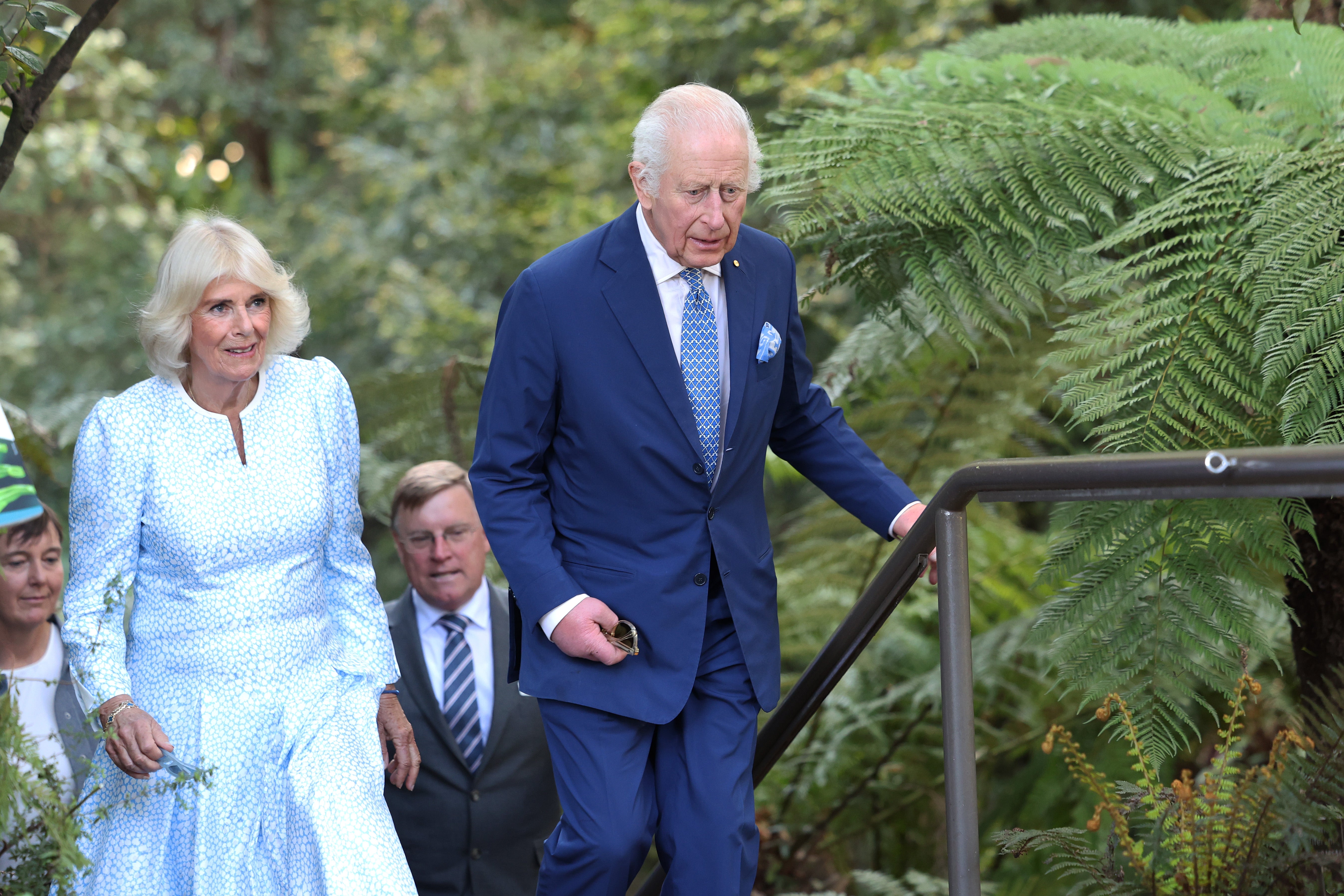 King Charles and Queen Camilla during a tour of the Australian National Botanic Gardens in Canberra, Australia, on 21 October 2024