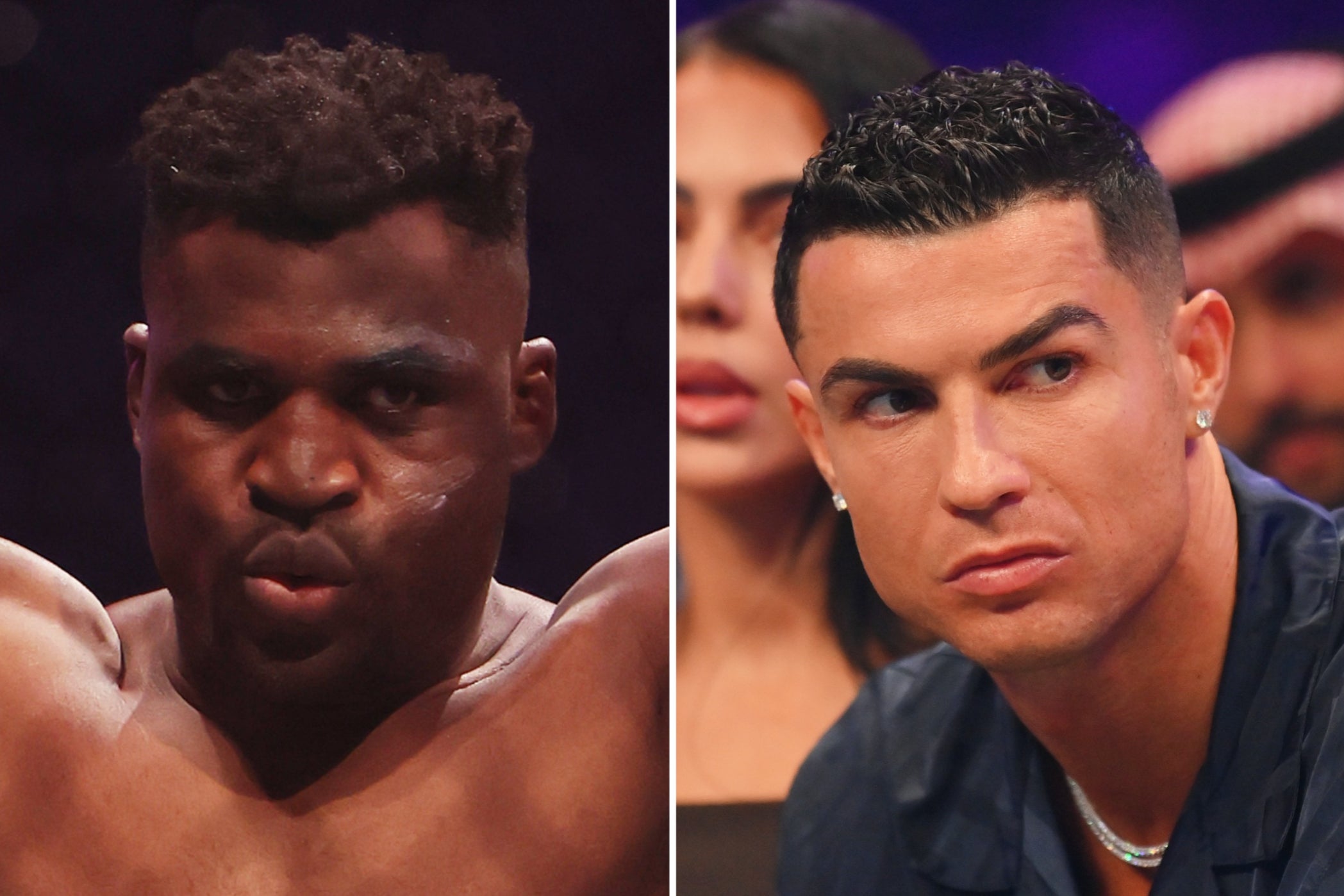 Francis Ngannou (left) was supported by Cristiano Ronaldo in Saudi Arabia