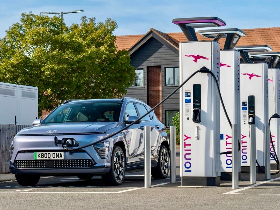 Hyundai Kona charging at Ionity fast charger