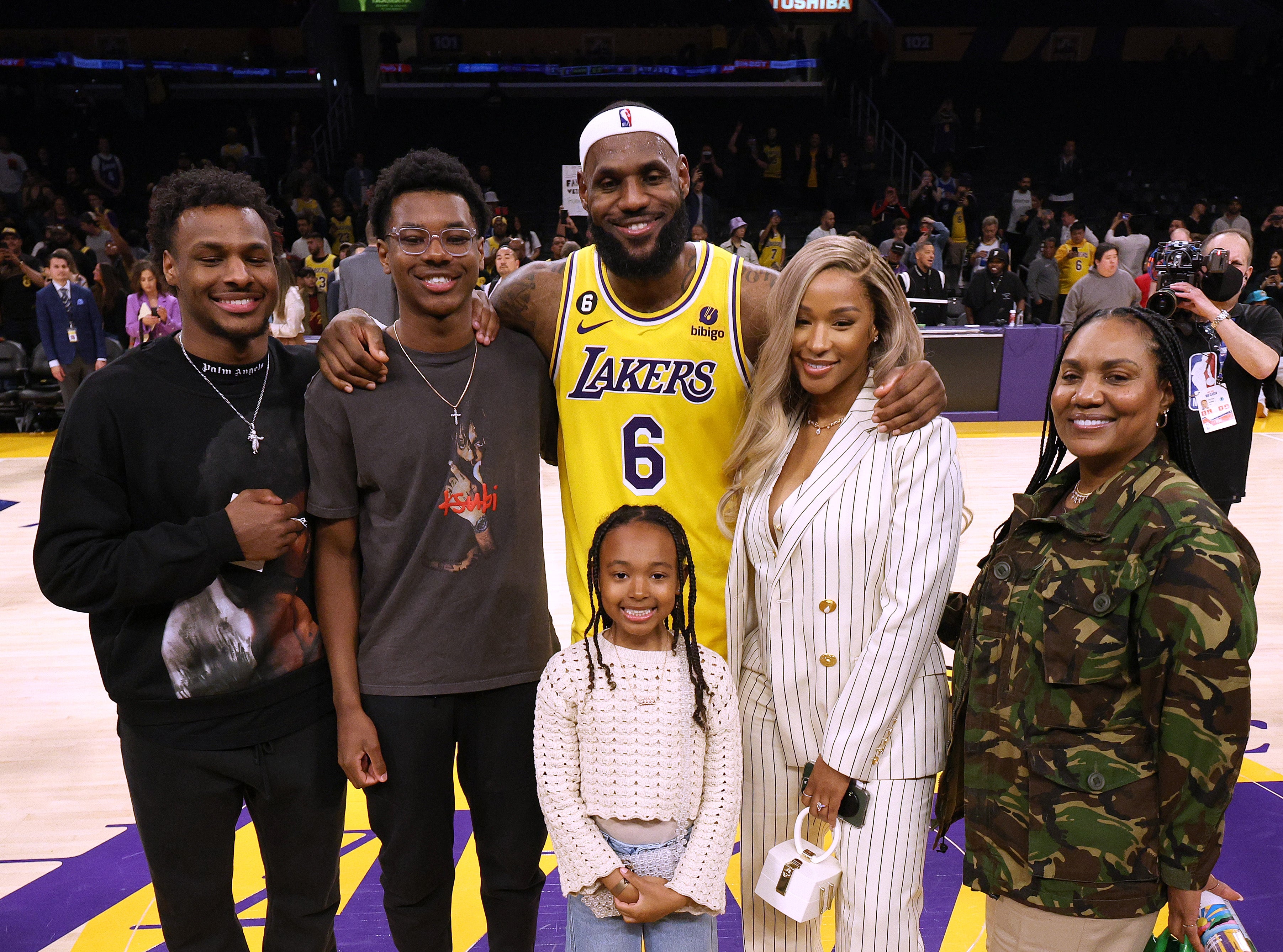 LeBron with his family after becoming the NBA’s all-time leading scorer