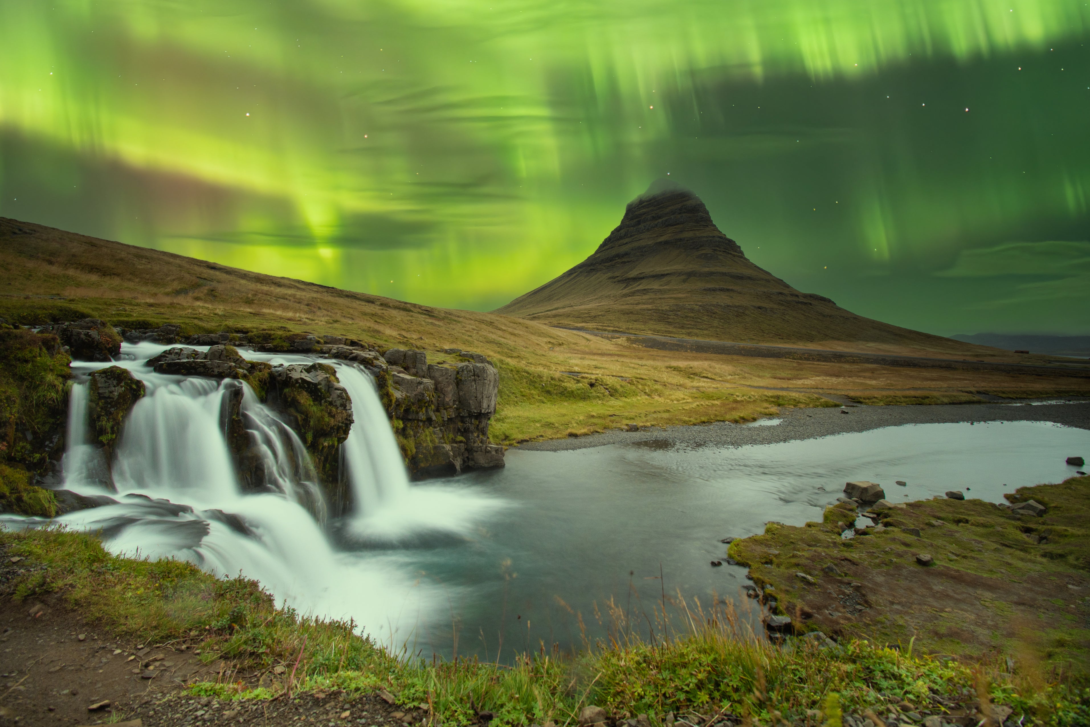 Kirkjufell mountain is a popular spot for viewing the Northern Lights