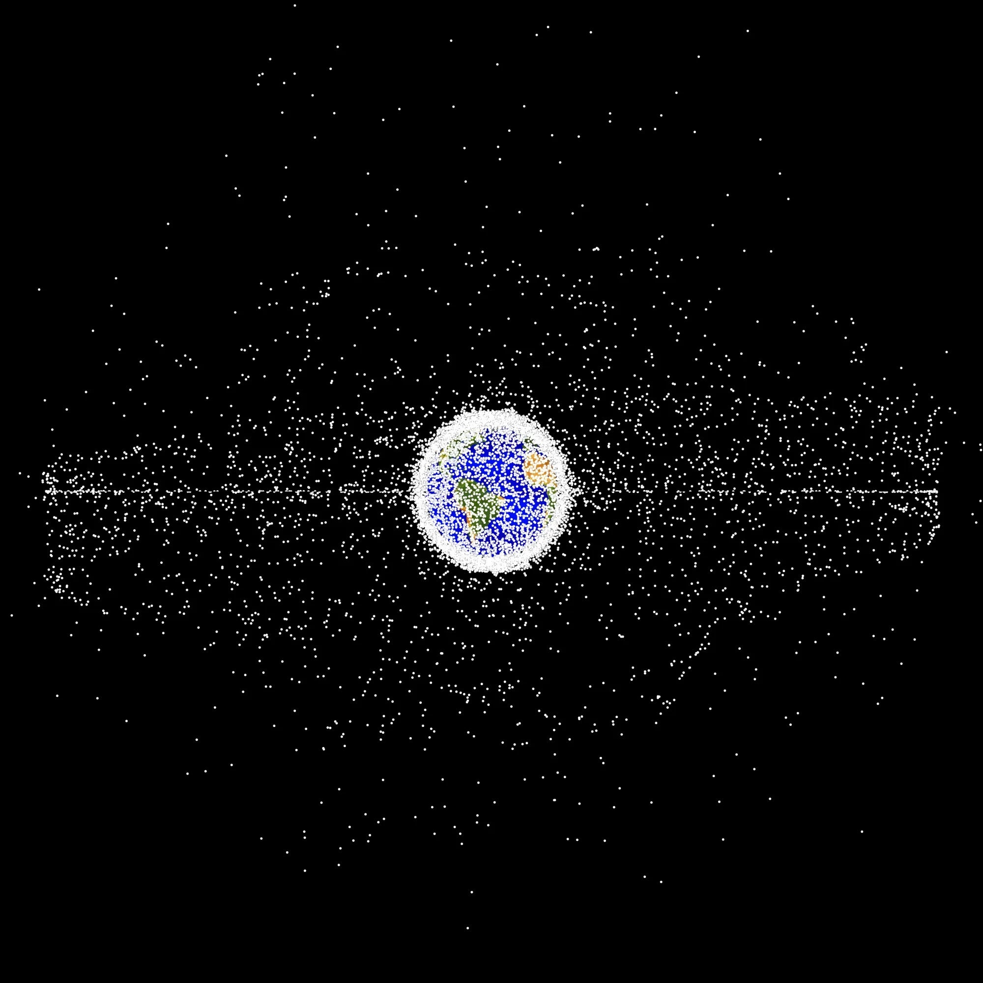 A NASA simulation show debris as is hurdles around the Earth. Scientists are concerned about a fucture with thousands more satellites and debris, which could complicate astronomy and lead to danger for astronauts onboard the International Space Station.