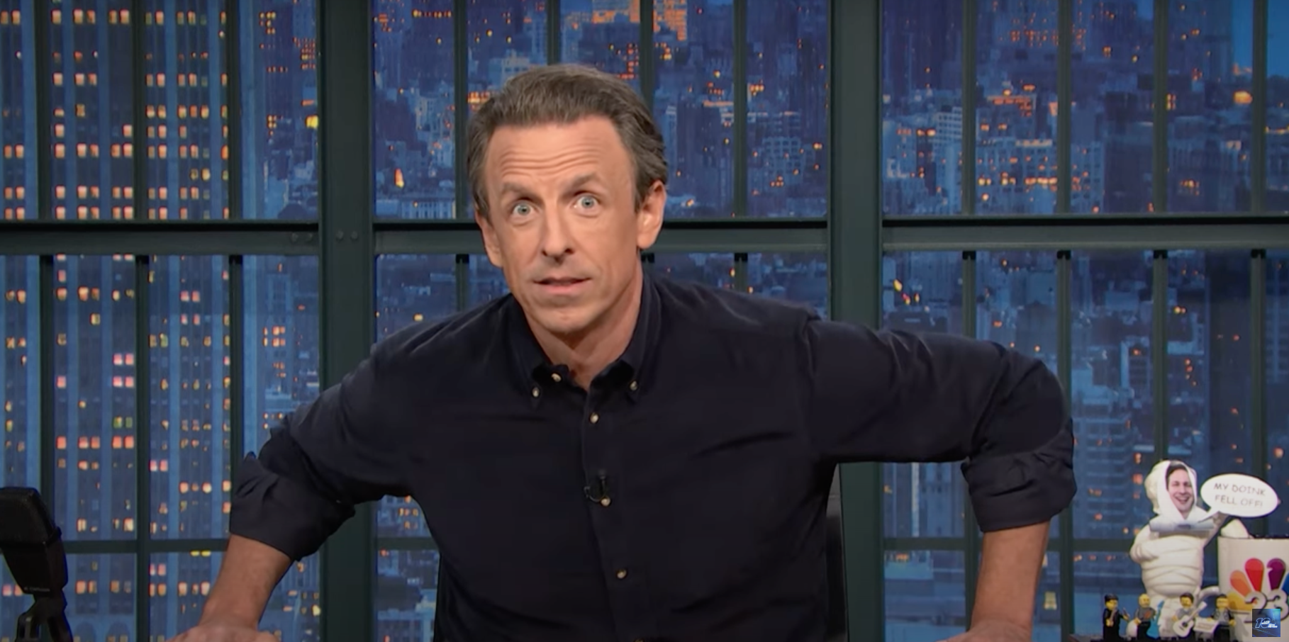 Late Night with Seth Meyers host took a swing at former President Donald Trump on Monday’s show