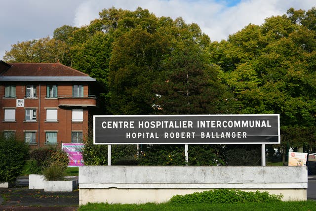 <p>This photograph shows an entrance of the Robert Ballanger hospital in Aulnay-sous-Bois</p>