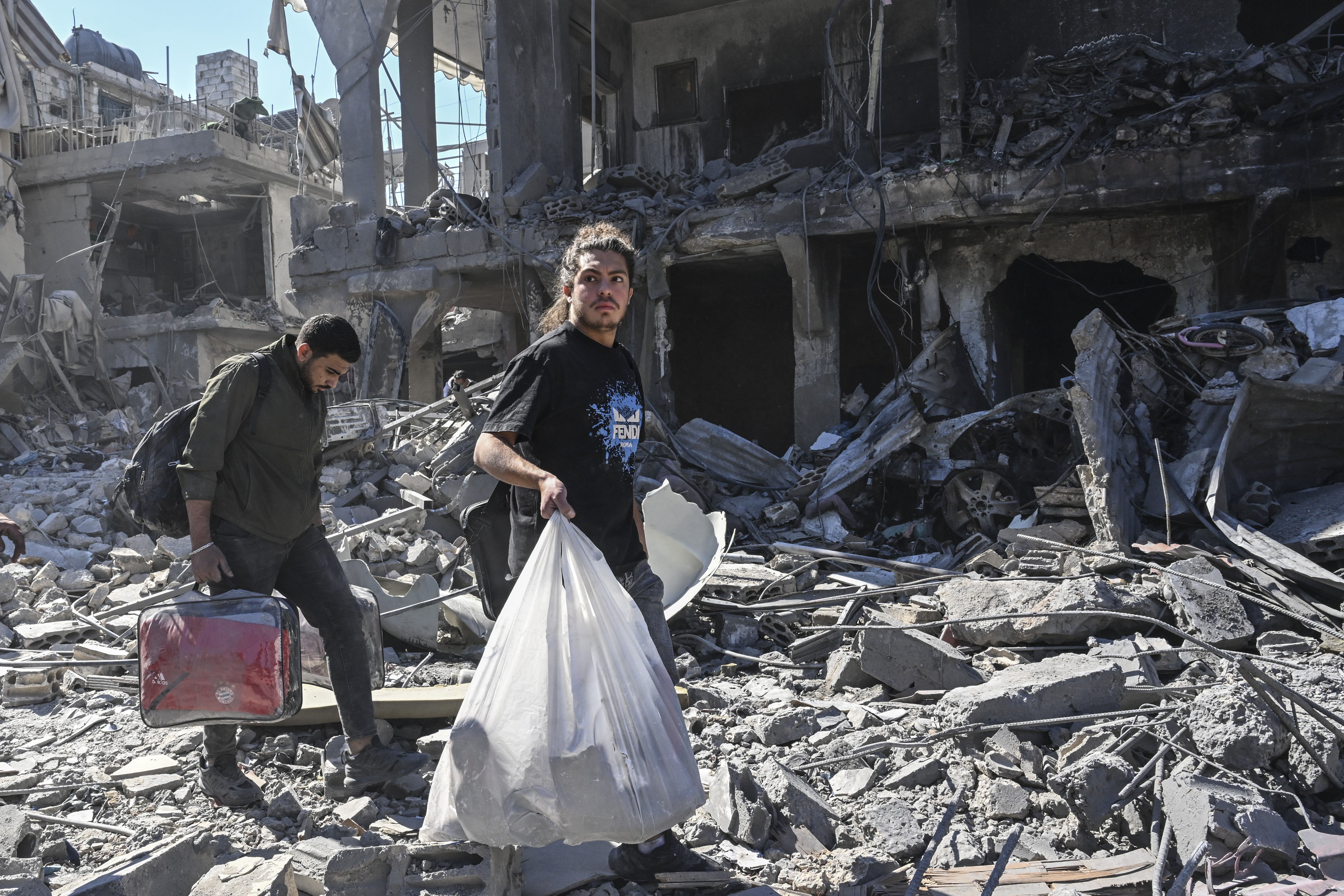 A view of the destruction as a result of the Israeli airstrike targeted the vicinity of Rafik Hariri University Hospital in Beirut