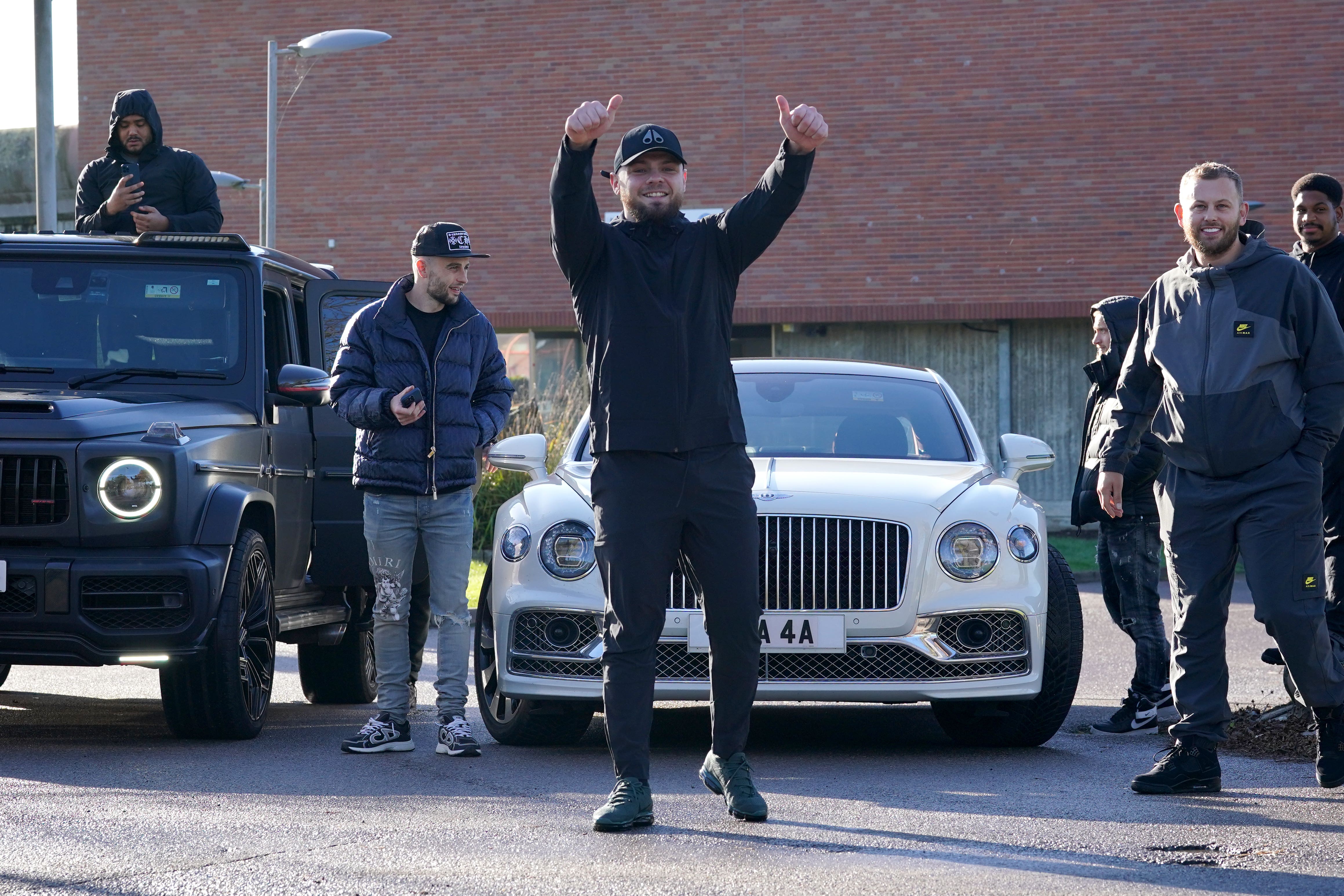 Daniel Dowling-Brooks celebrates his release outside HMP Swaleside in Kent (Gareth Fuller/PA)