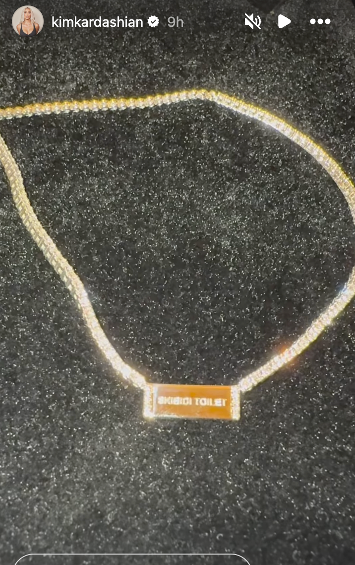 North West gives Kim Kardashian a diamond necklace with engraving of ‘skibidi toilet’