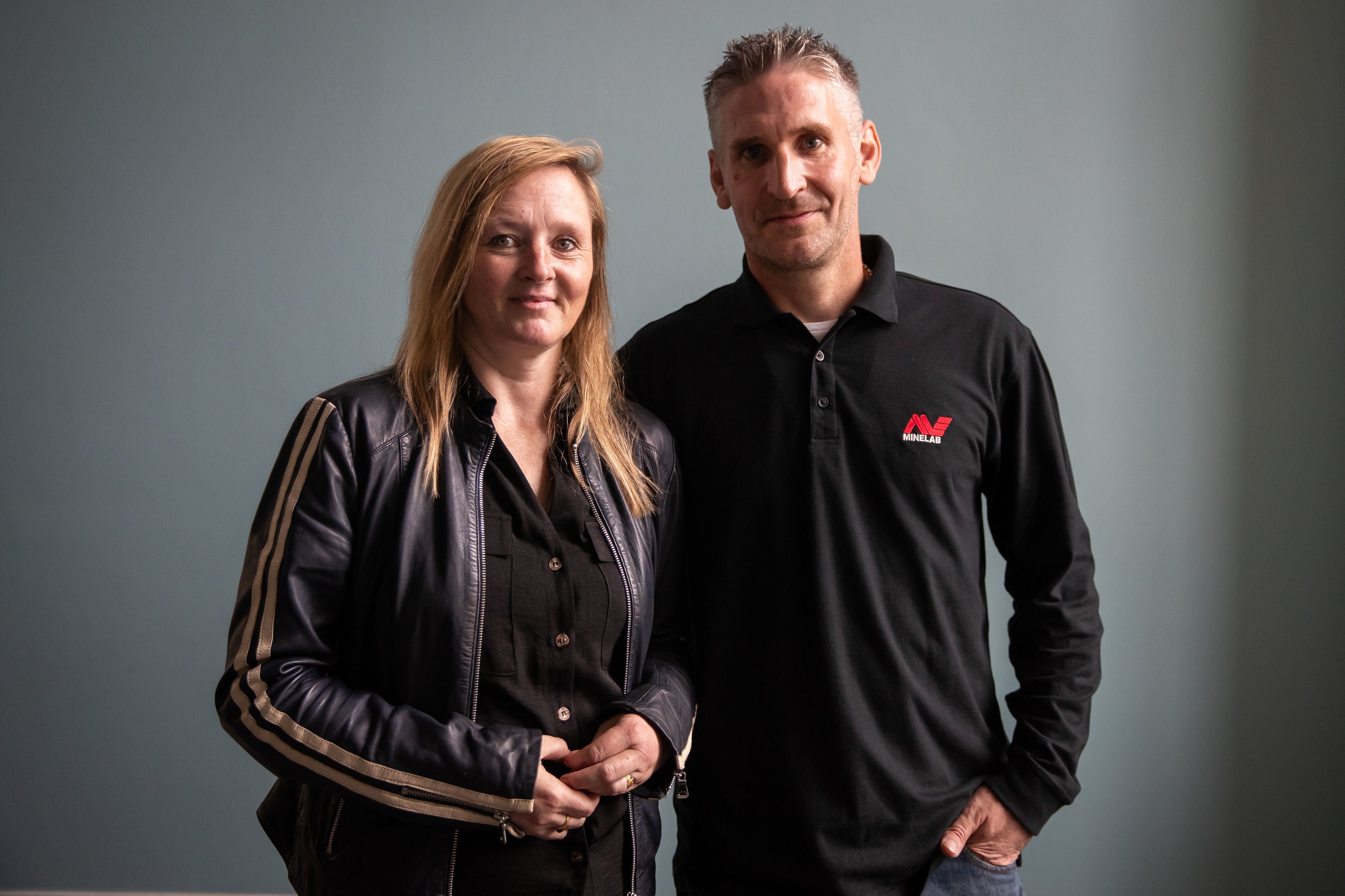 Lisa Grace and Adam Staples, two of a group of metal detectorists, who found the Chew Valley Hoard near Somerset