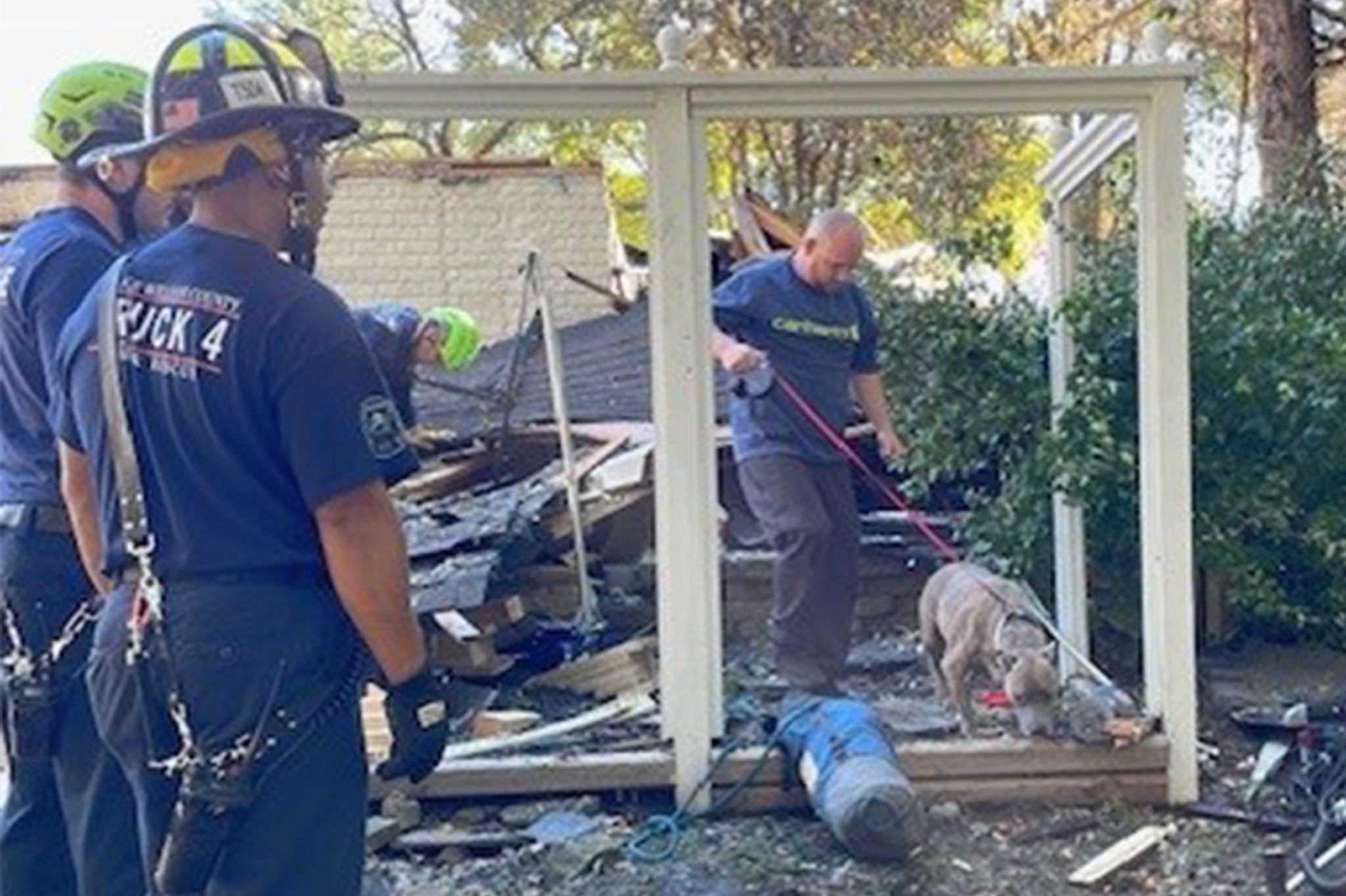 A family pet was rescued six days after her home perished in an explosion in Virginia, officials shared