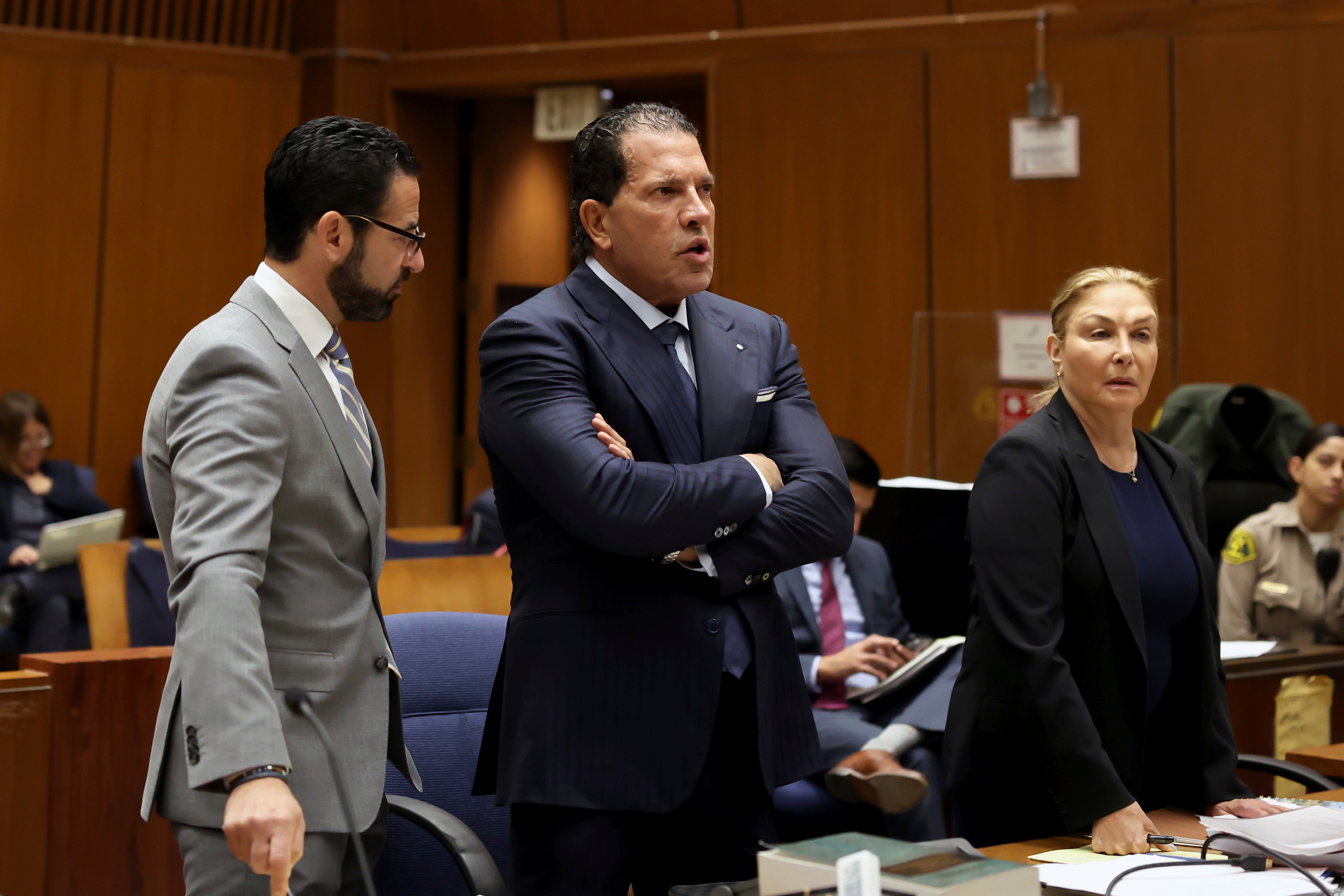 Left to right, Defense attorneys for A$AP Rocky, Chad Seigel, Joe Tacopina, and Sara Caplan, speak during Rakim Mayers AKA A$AP Rocky's Pretrial Conference at Clara Shortridge Foltz Criminal Justice Center on Tuesday, Oct. 22, 2024 in Los Angeles