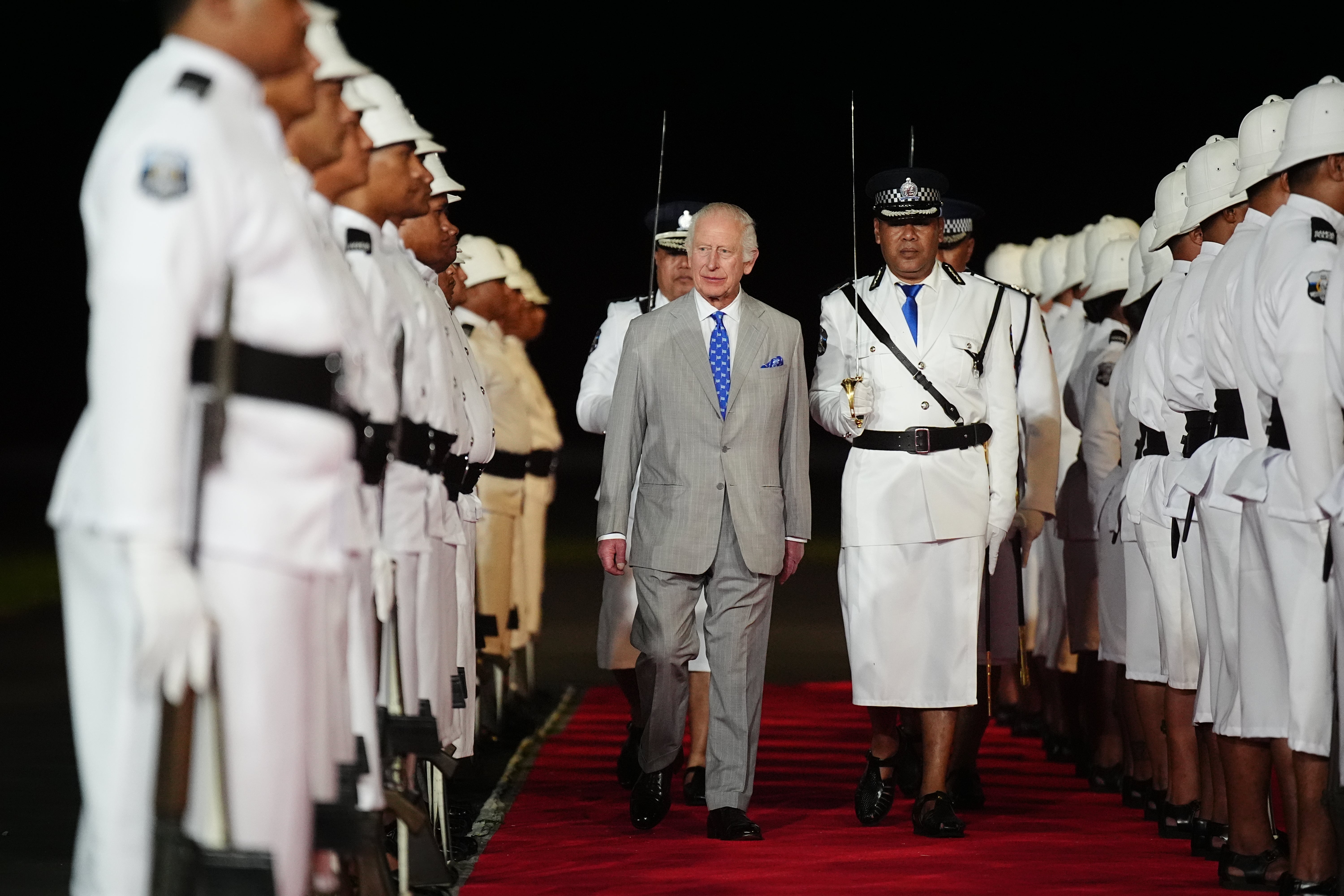 The Kingarrives at Faleolo International Airport in Samoa to attend the Commonwealth Heads of Government Meeting.