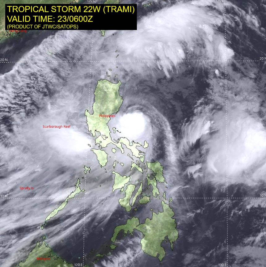 Tracking data from Naval Meteorology and Oceanography Command shows path of Trami as of 3.30pm on Wednesday