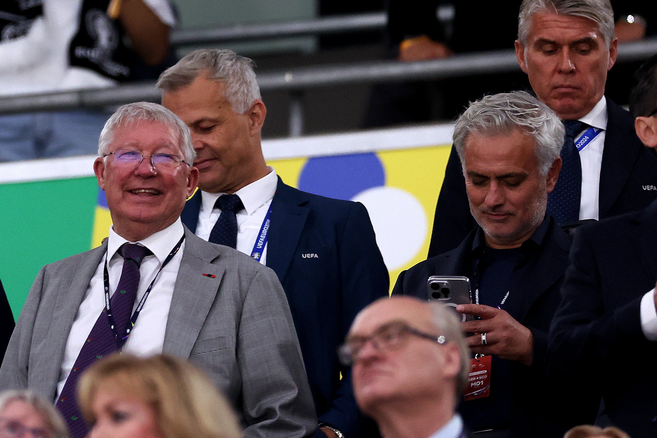 Sir Alex Ferguson and Jose Mourinho at Germany v Scotland at Euro 2024