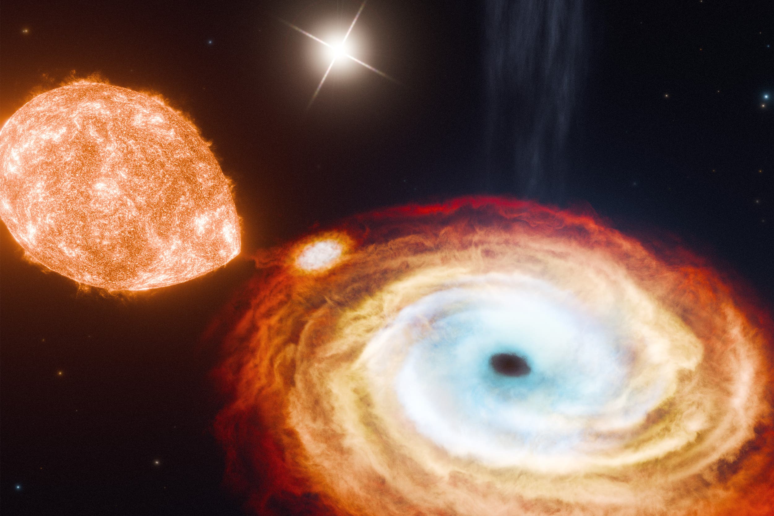 An artist’s rendition of the black hole V404 Cygni (Jorge Lugo/PA)