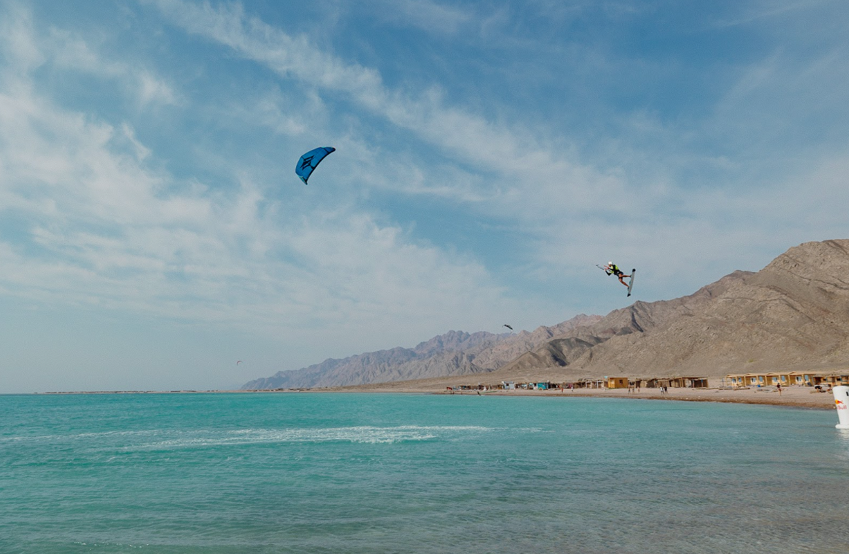 This beautiful turquoise lagoon is a haven for kite surfers