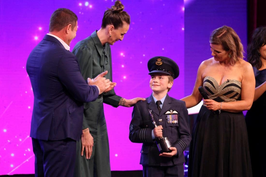 Jacob Newson receiving his young fundraiser of the year award at the Pride of Britain awards (Andy Stenning/Rowan Griffiths /PA)