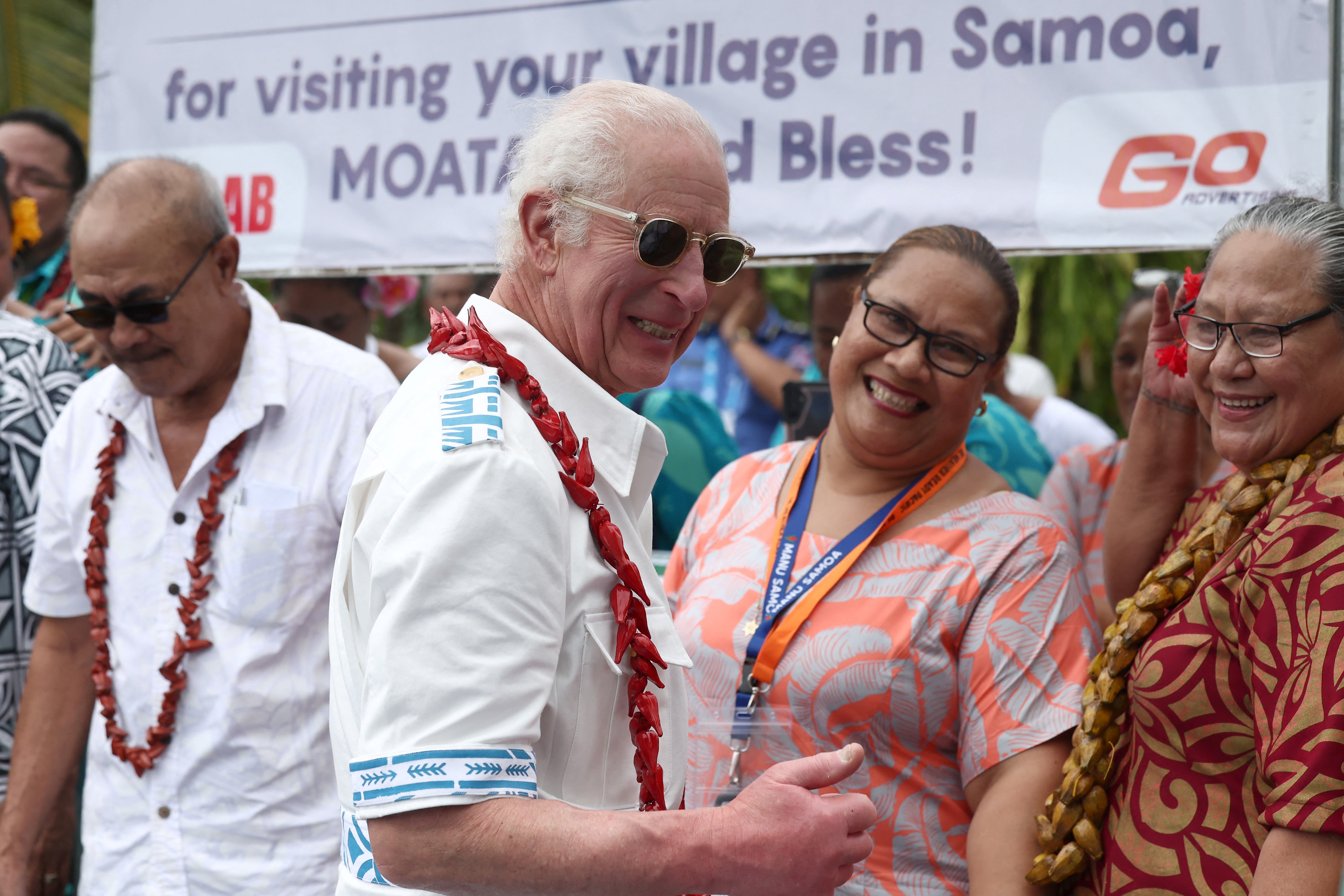 King Charles visits the Mangrove Restoration Project at Moata’a Village in Samoa’s capital city Apia on 24 October 2024