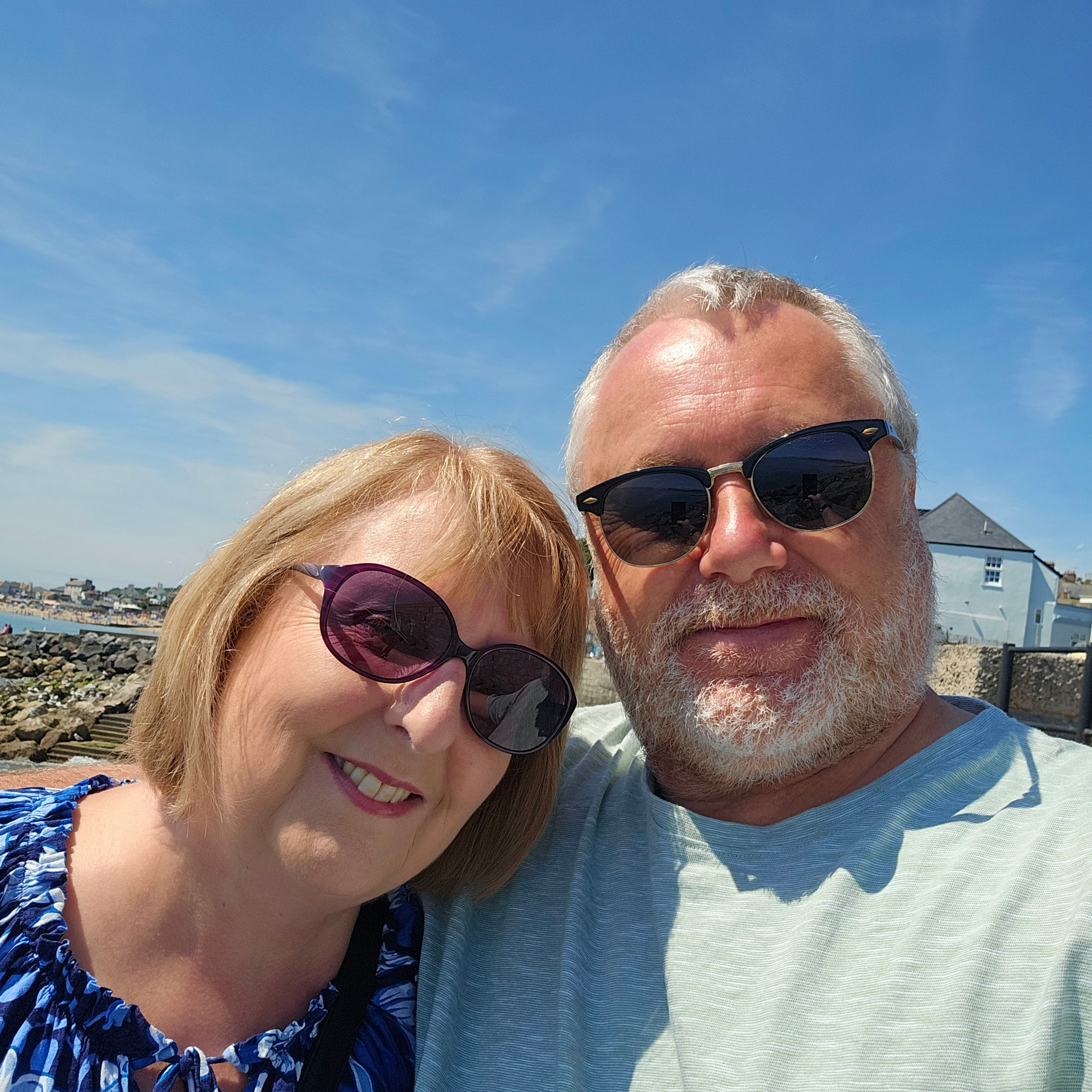 Steve with his partner Joy on holiday