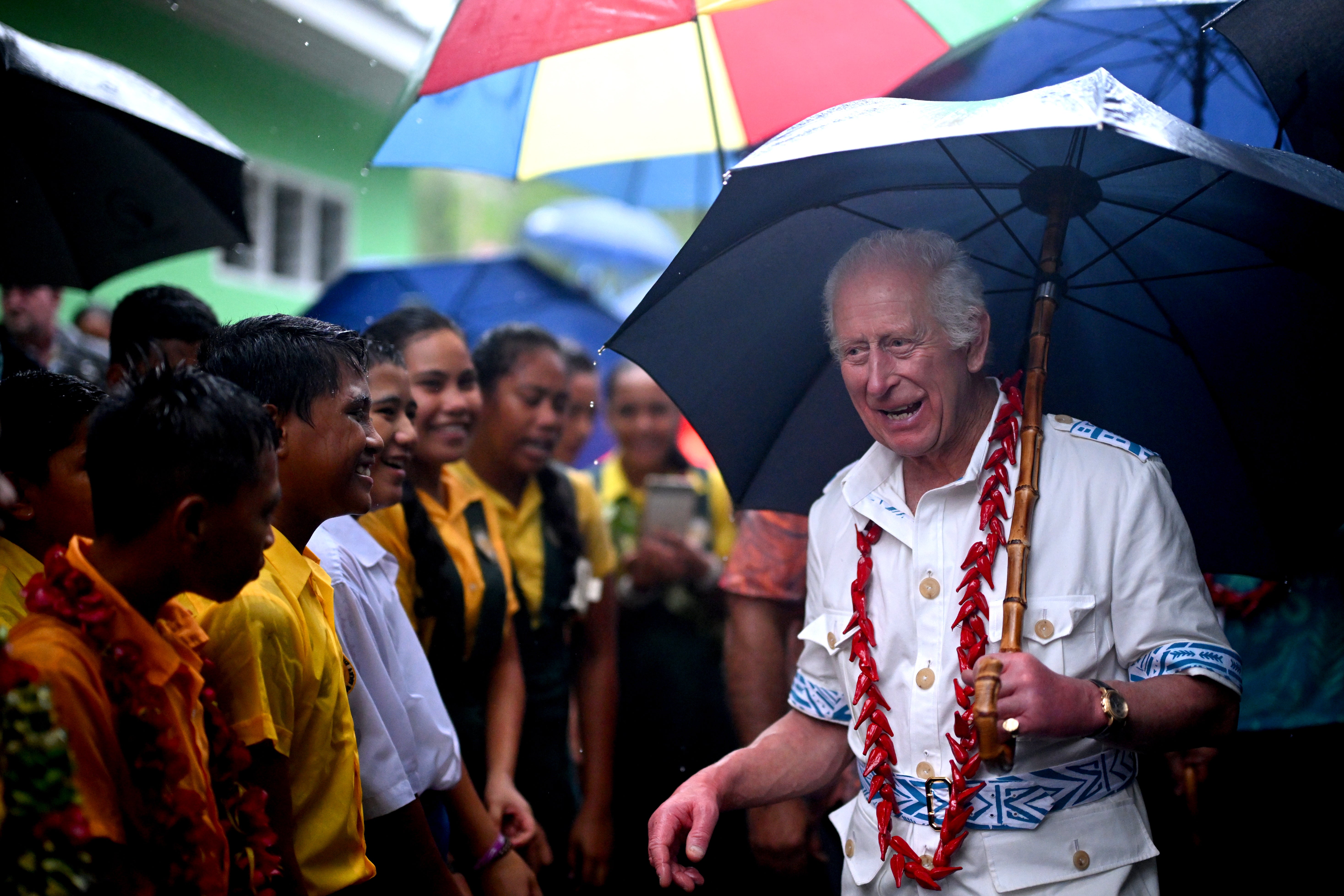 King Charles visits O Le Pupu-Pue National Park, the nation’s oldest park, on 24 October 2024 in Apia, Samoa