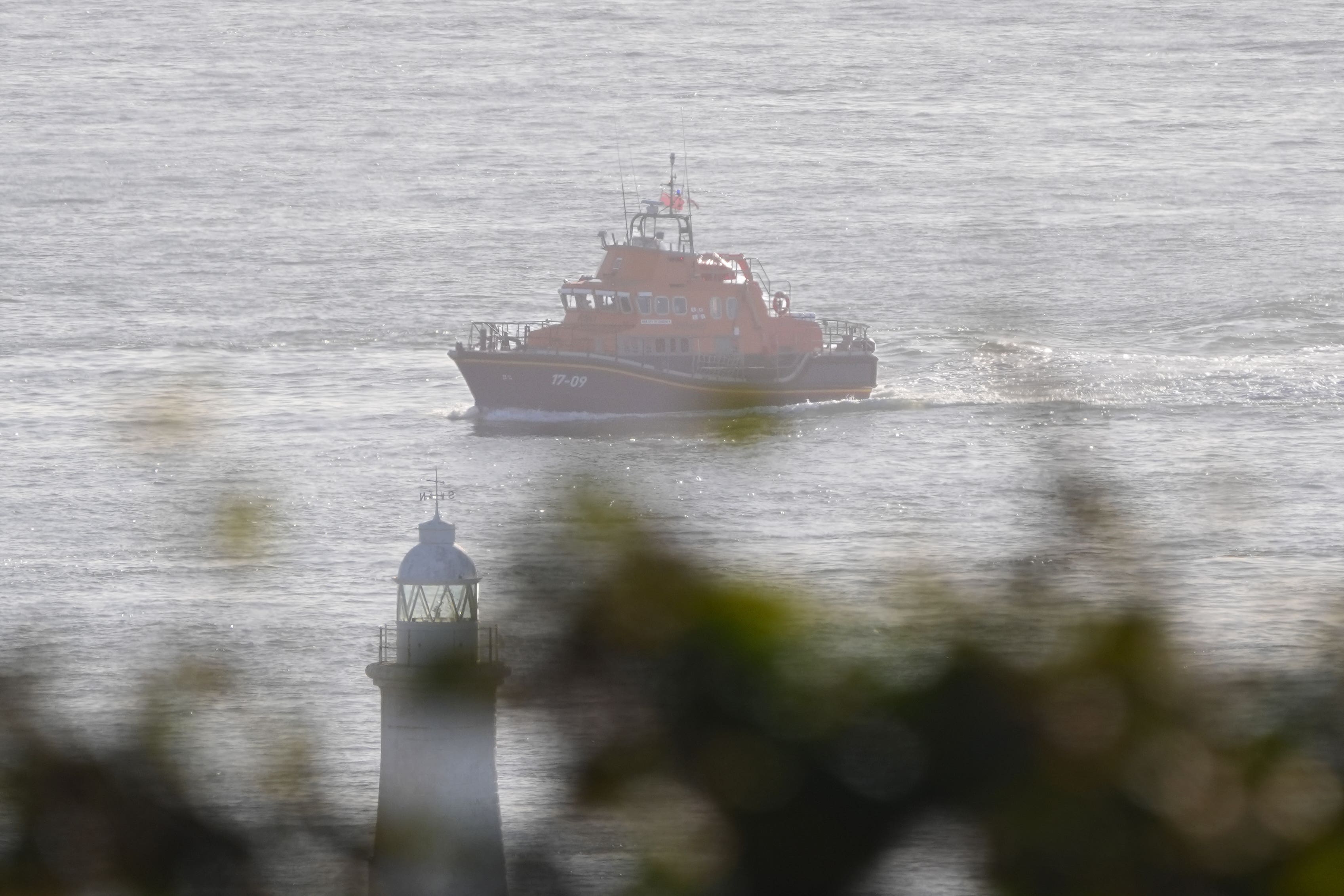 The RNLI Dover Lifeboat returns following a small boat incident in the Channel (PA)