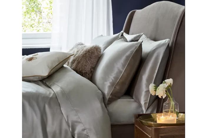 Dorma 100 per cent silk duvet cover, silver