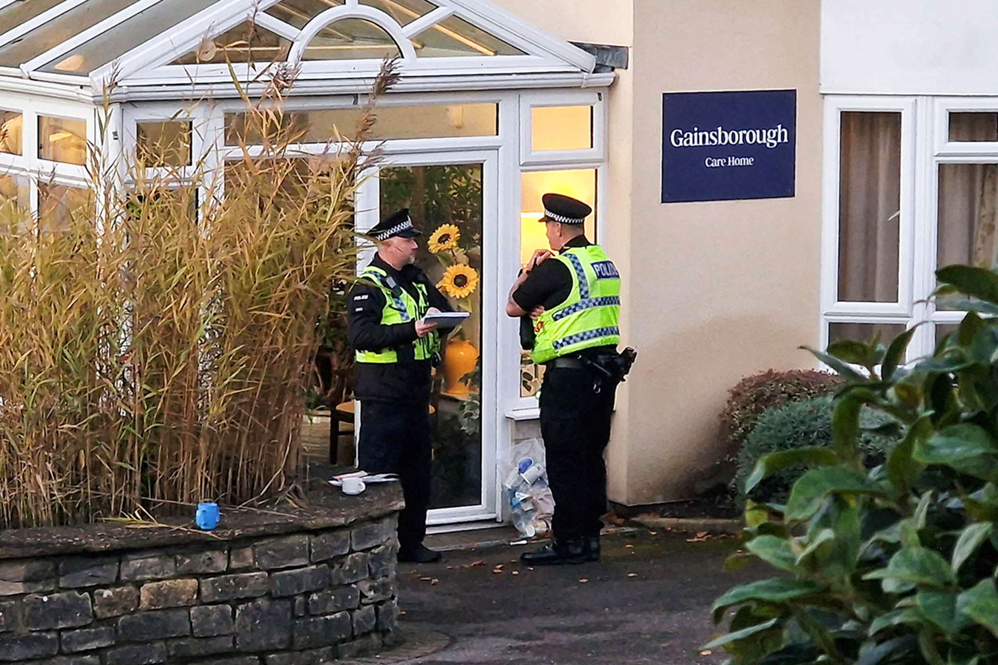 Police at Gainsborough Care Home in Swanage where three people died and seven people were taken to hospital as a precaution after an incident on October 23, 2024