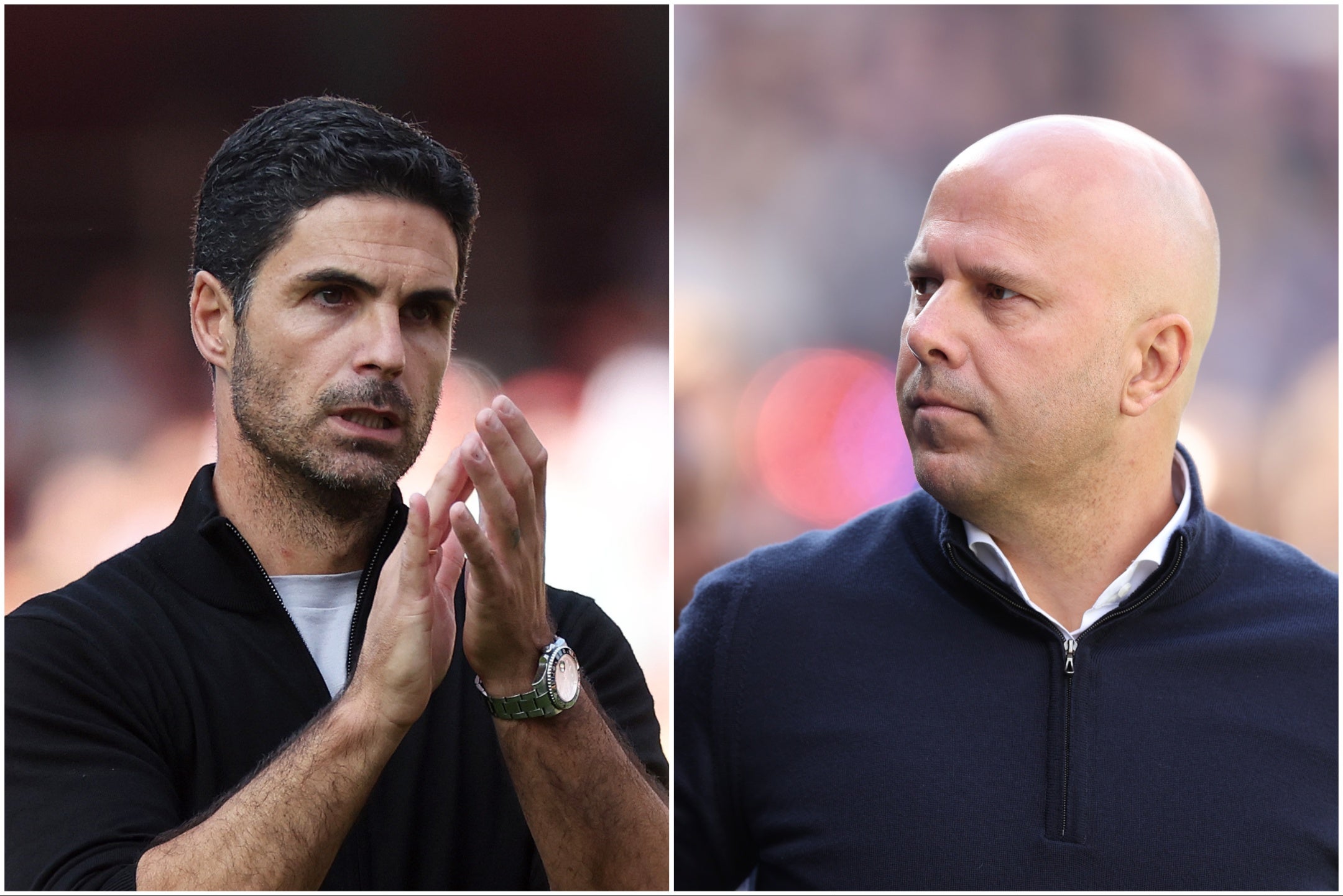 Arne Slot (right) believes Arsenal could yet surge right back into the title race