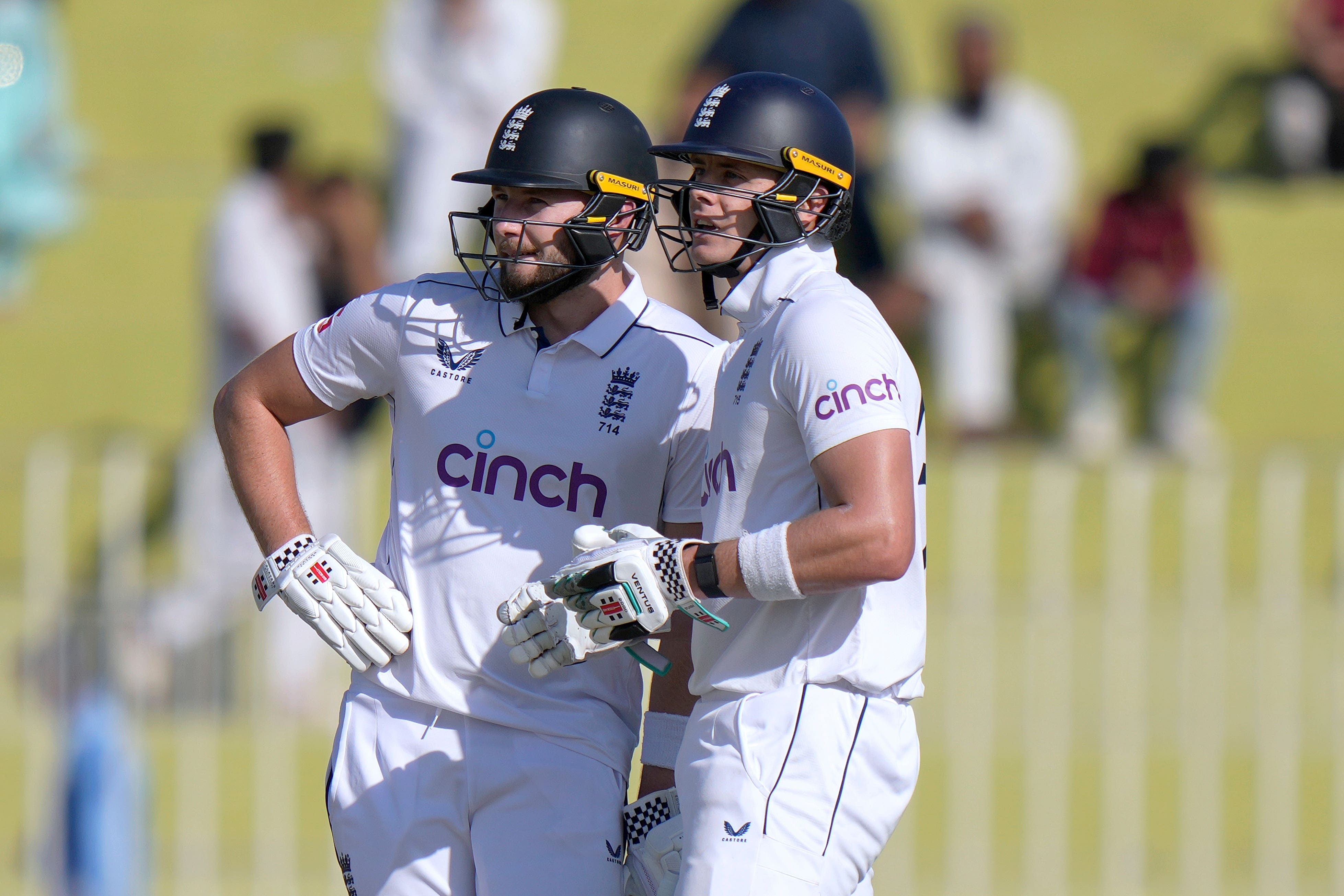 Gus Atkinson and Jamie Smith steadied the ship for England (Anjum Naveed/AP)