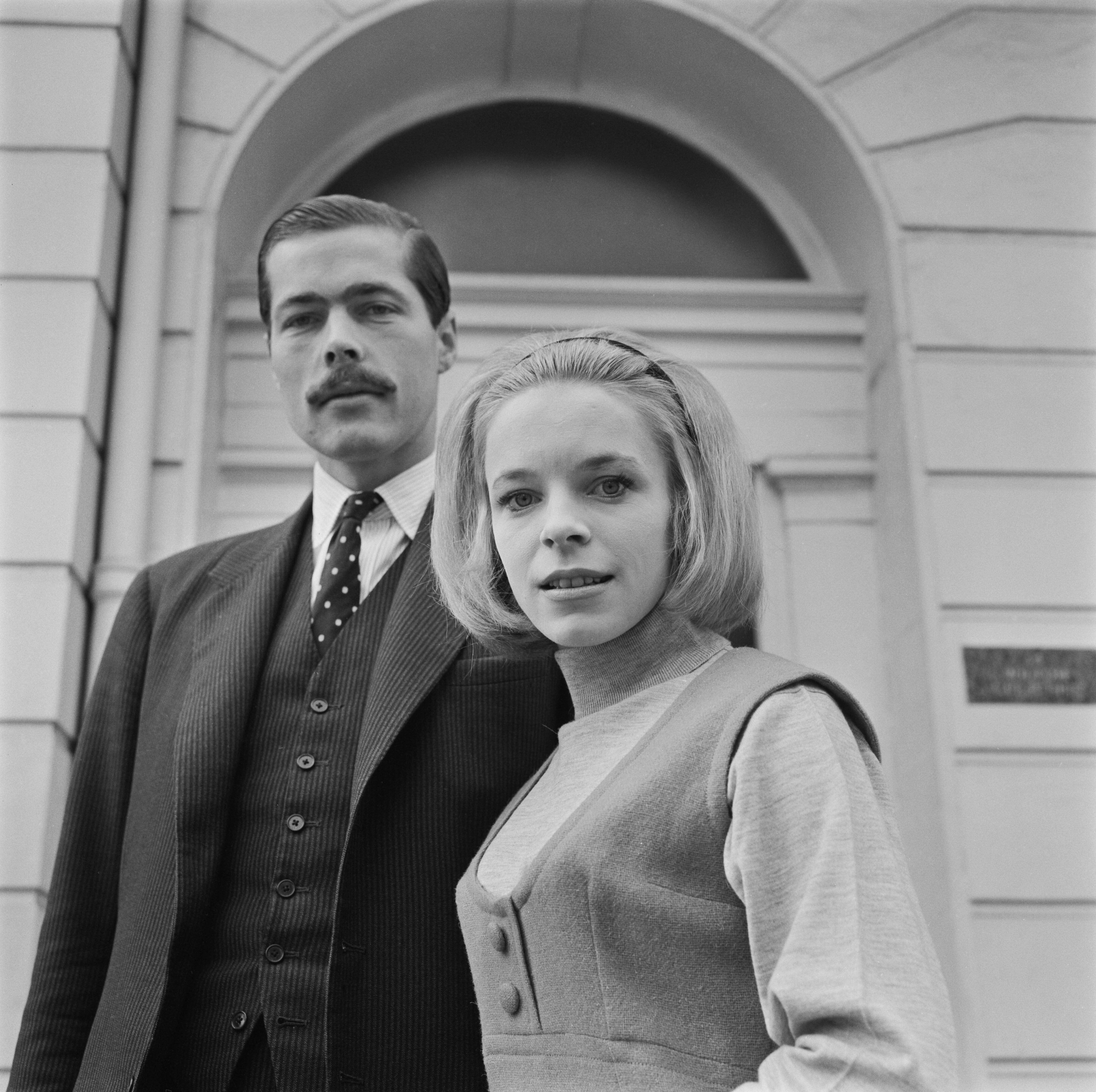 Lucan and his wife, Veronica outside of their Belgravia property