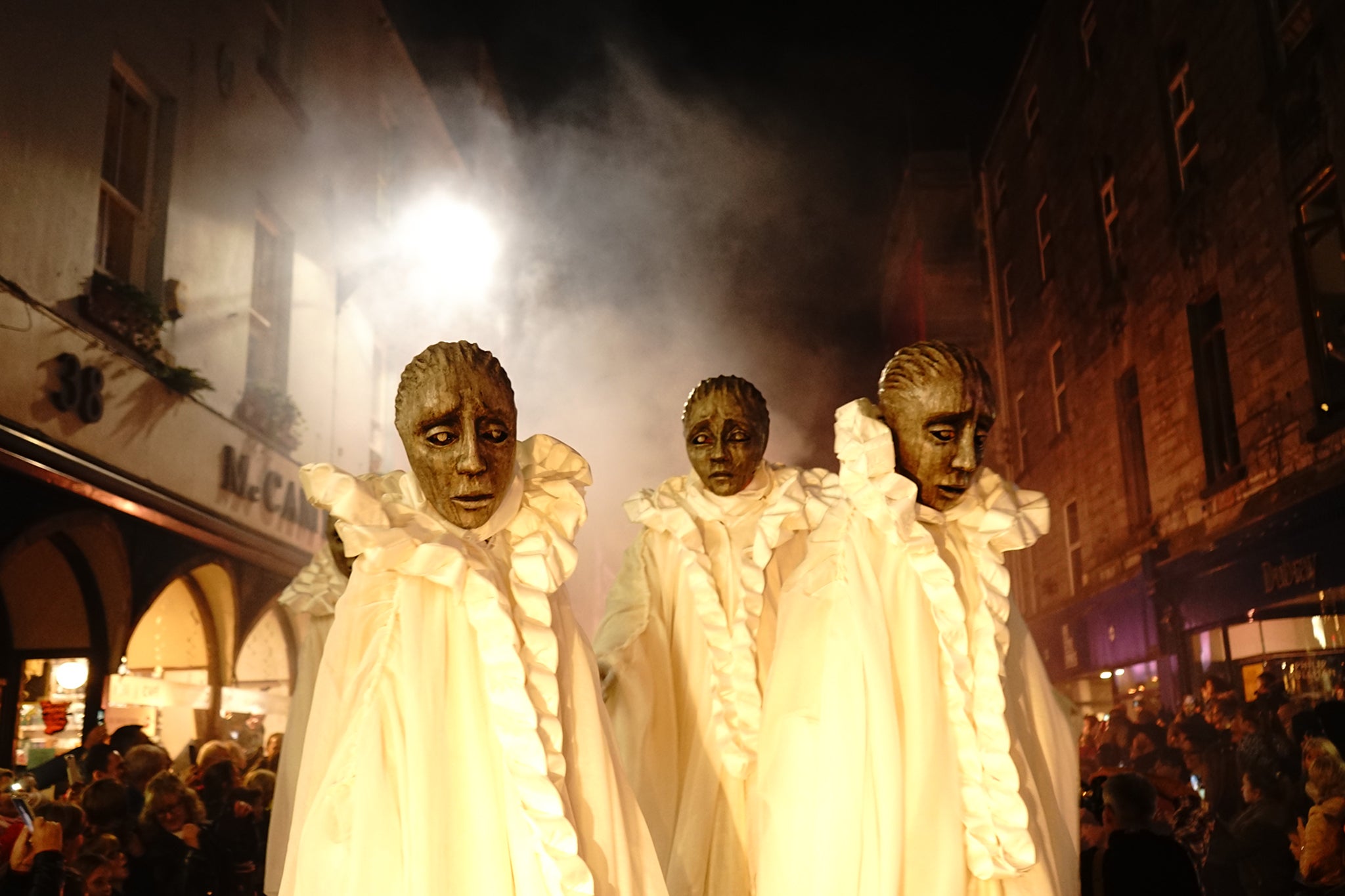 Macnas arts company performers in Galway, during the Samhain parade in October 2017