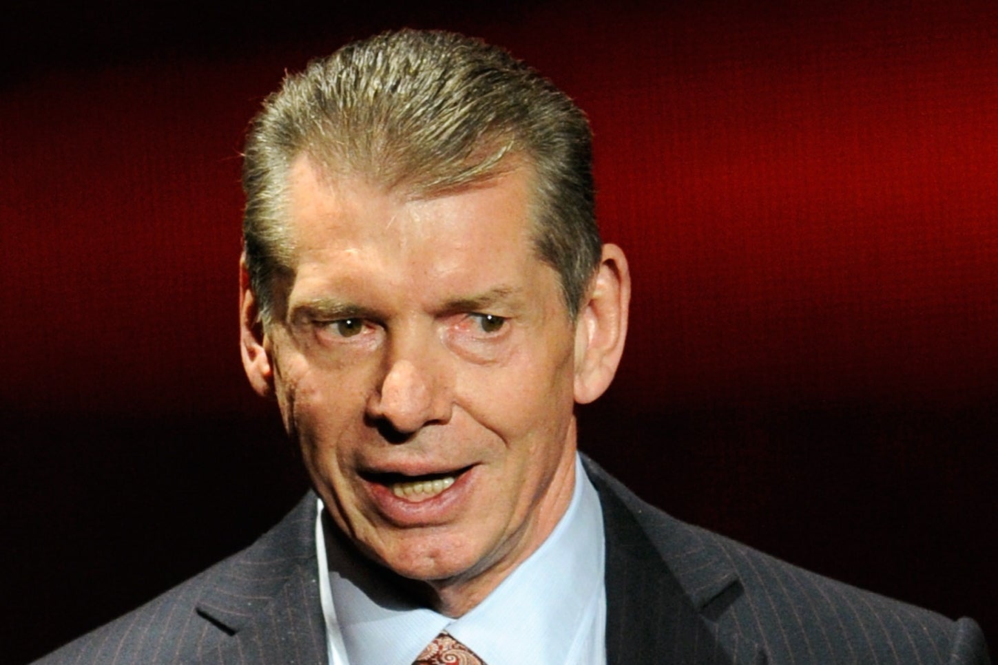 WWE Chairman and CEO Vince McMahon speaking at a news conference in Las Vegas in 2014