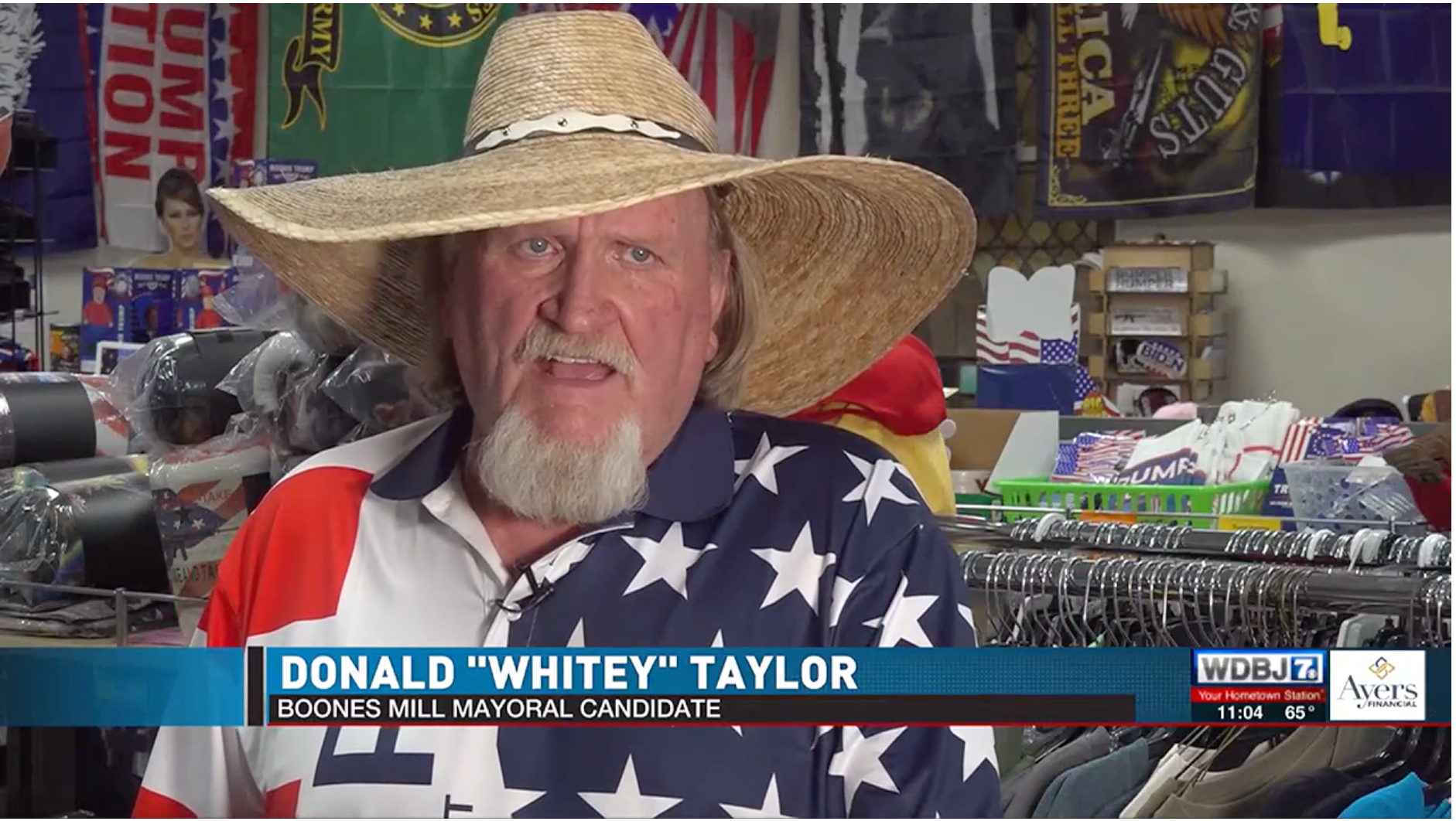 Donald ‘Whitey’ Taylor, a candidate for mayor in Boones Mill, Virginia, was arrested this week on counts of assault and indecent exposure