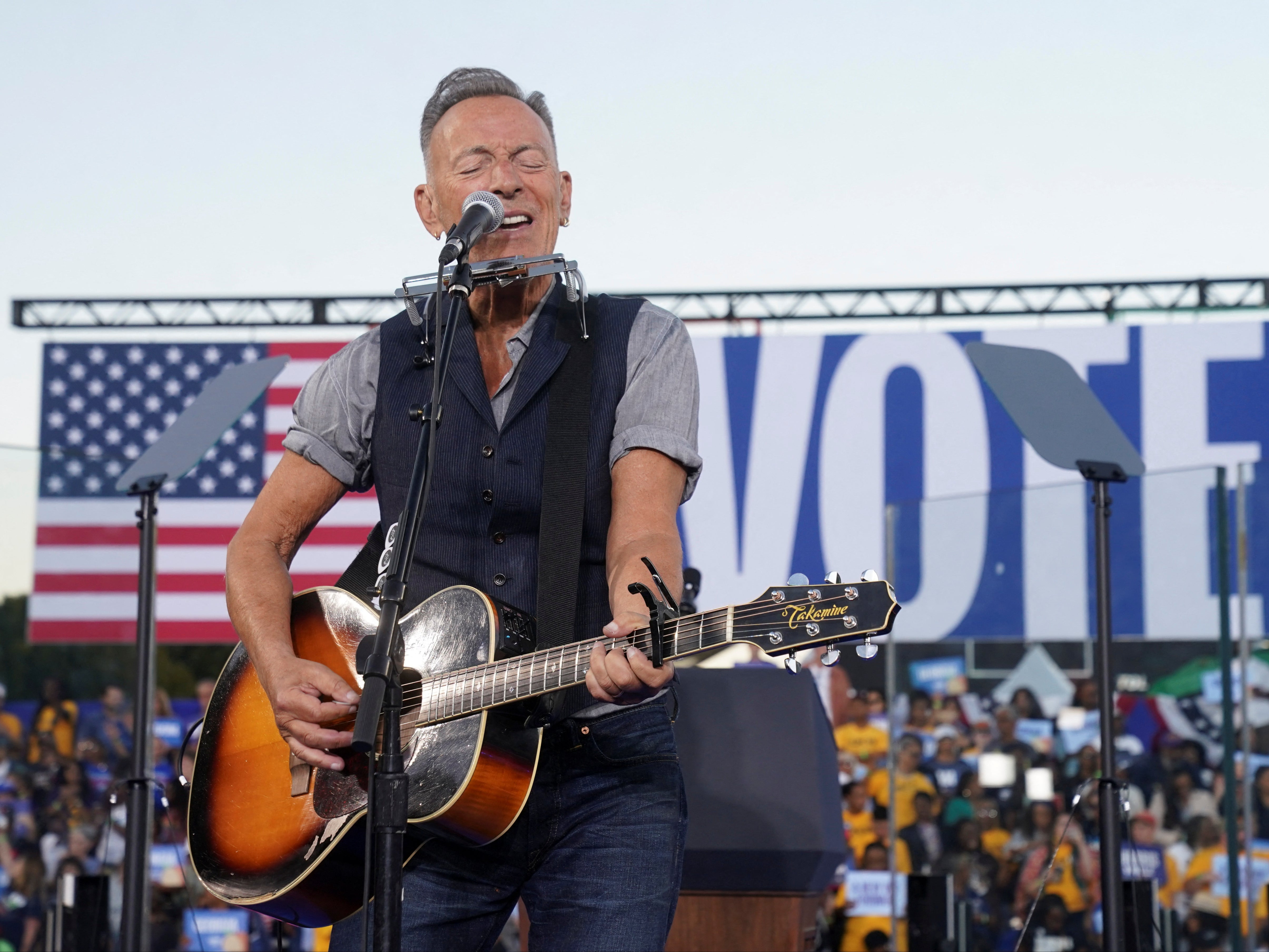 Bruce Springsteen backed Kamala Harris at a rally in Atlanta, Georgia