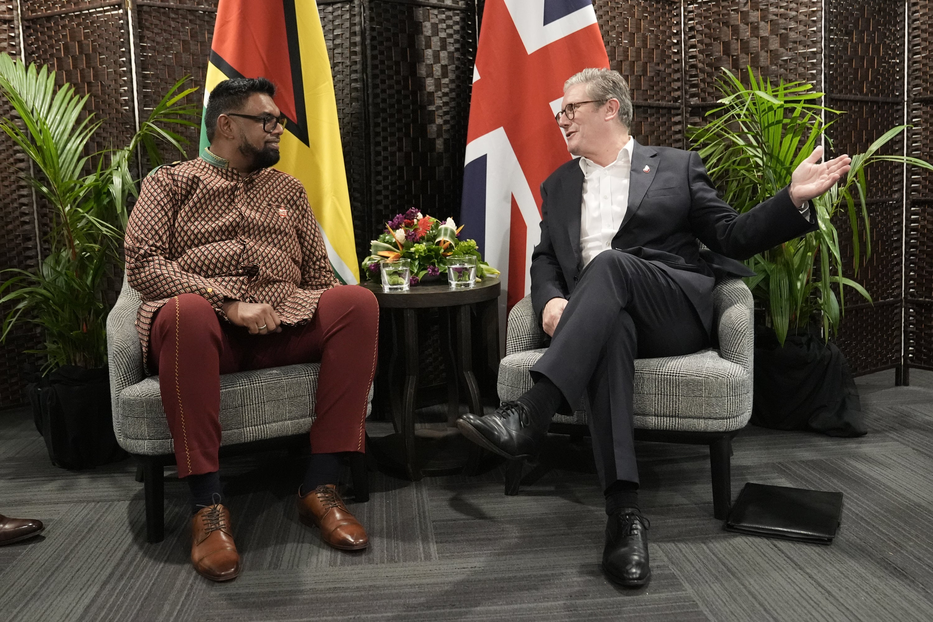 Prime Minister Sir Keir Starmer during a bilateral meeting with the President of Guyana Mohamed Irfaan Ali at the Commonwealth Heads of Government Meeting in Samoa