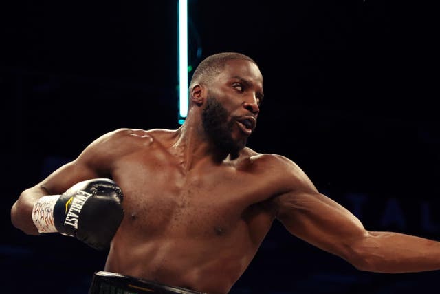 <p>Lawrence Okolie during his world-title fight with Chris Billam-Smith in 2023</p>