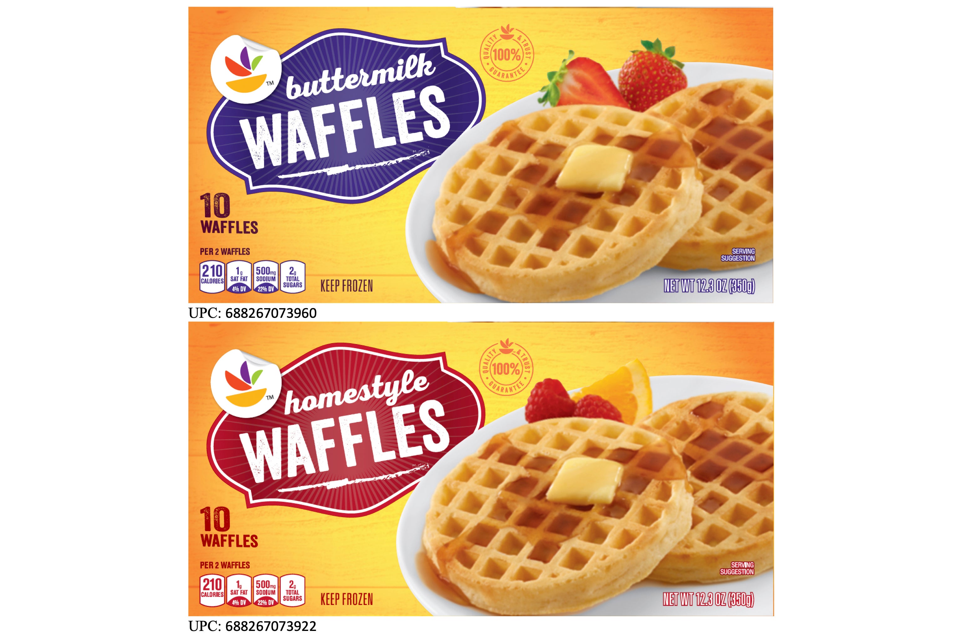 Two styles of TreeHouse Foods, Inc., frozen waffles are part of a voluntary recall. The company expanded its recall to include Belgian waffle and pancake products.