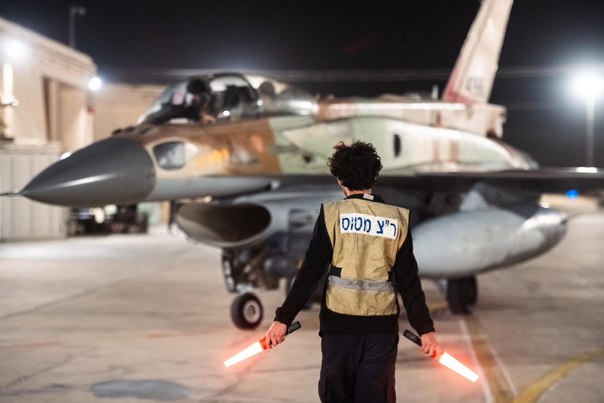 An Israeli fighter jet departing a hangar at an undisclosed location in Israel before the strikes against Iran