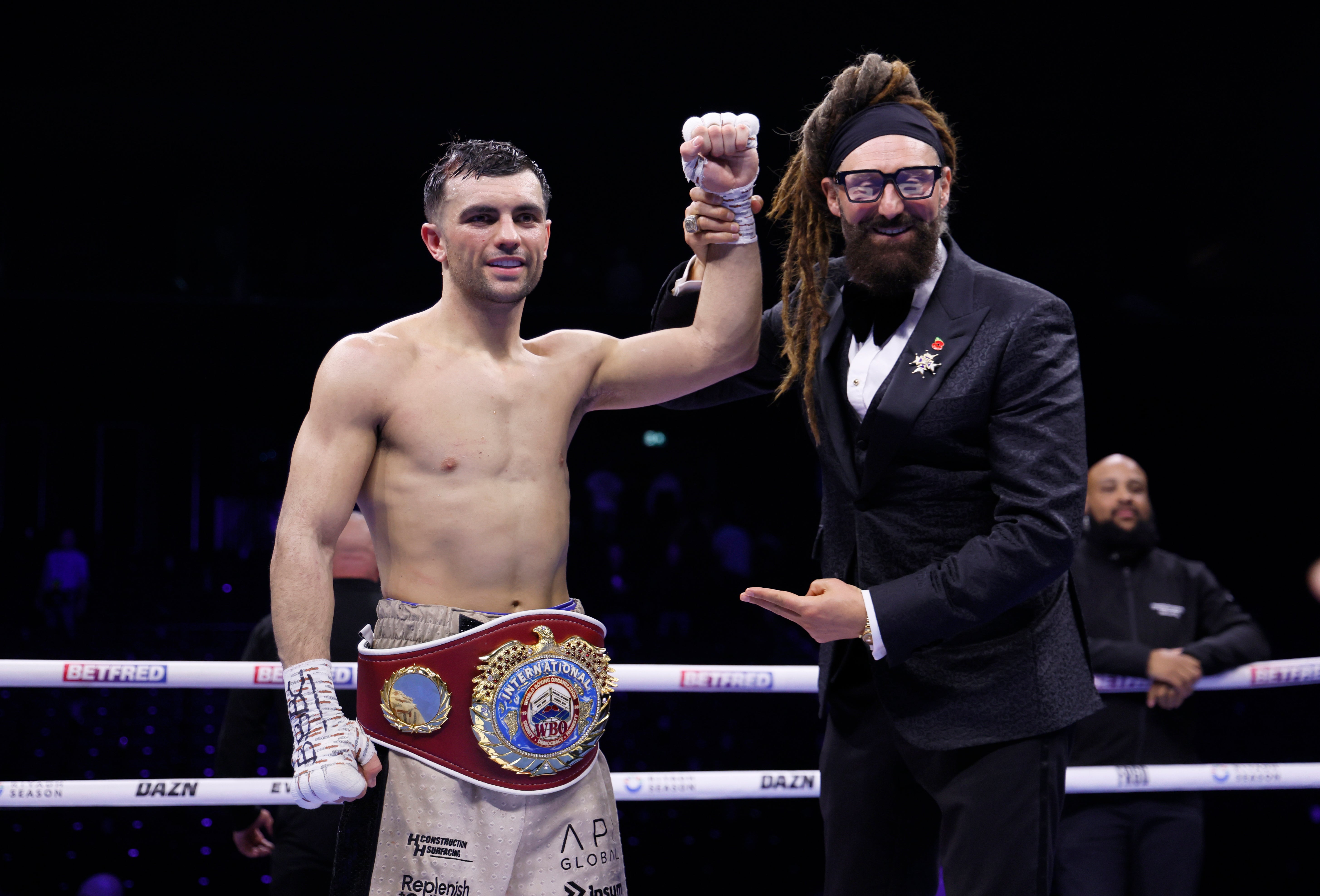 Jack Catterall celebrates after his victory on Saturday