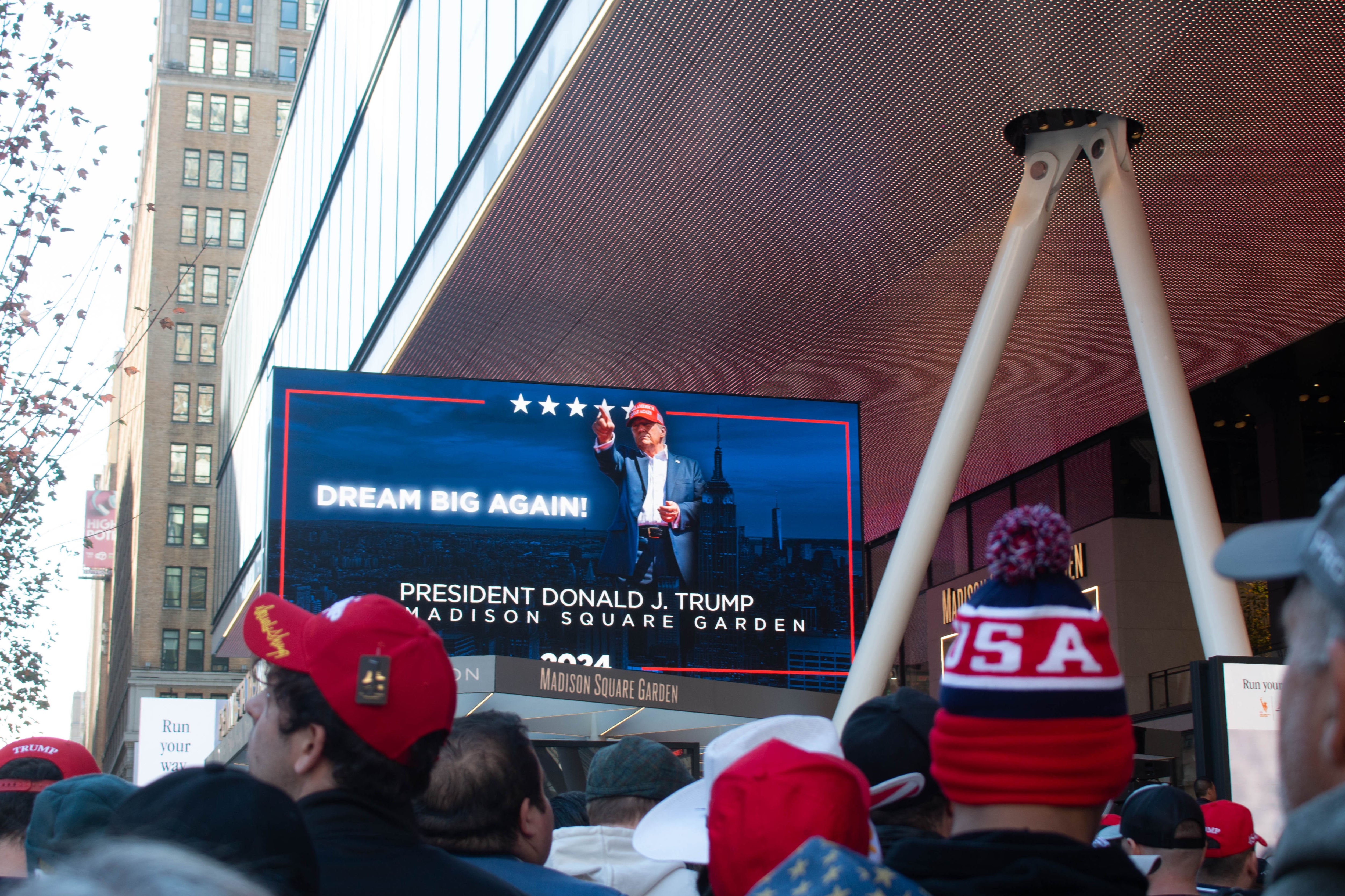 Hundreds of people, from all across the US, waited for hours on Sunday morning to attend Donald Trump’s rally at Madison Square Garden