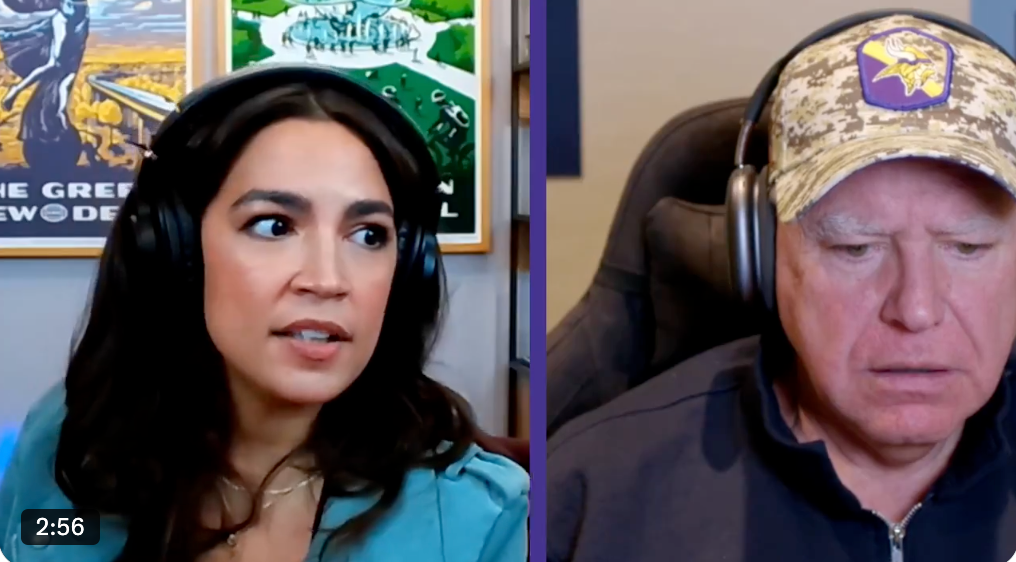 Tim Walz and Congresswoman Alexandria Ocasio-Cortez responded while on livestreaming platform Twitch