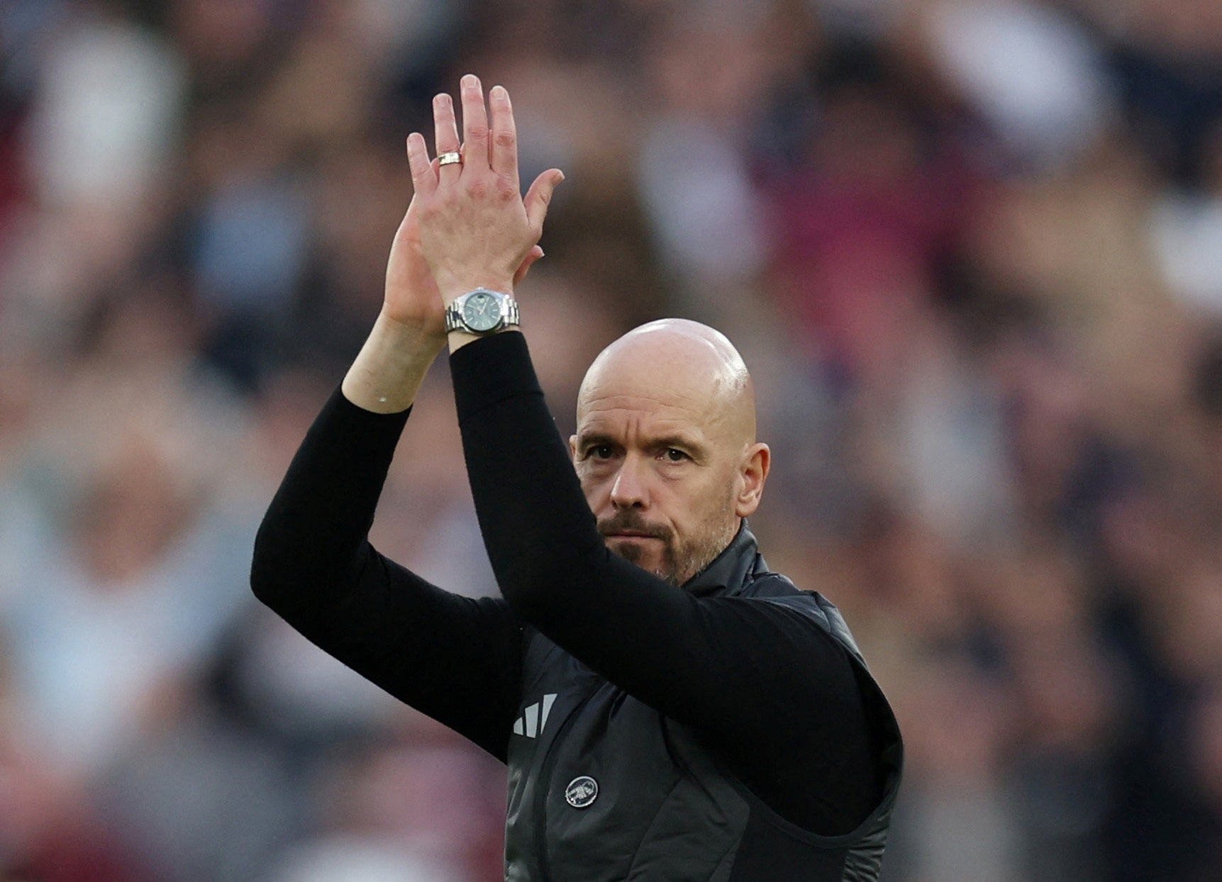 Manchester United manager Erik ten Hag looks dejected after the match